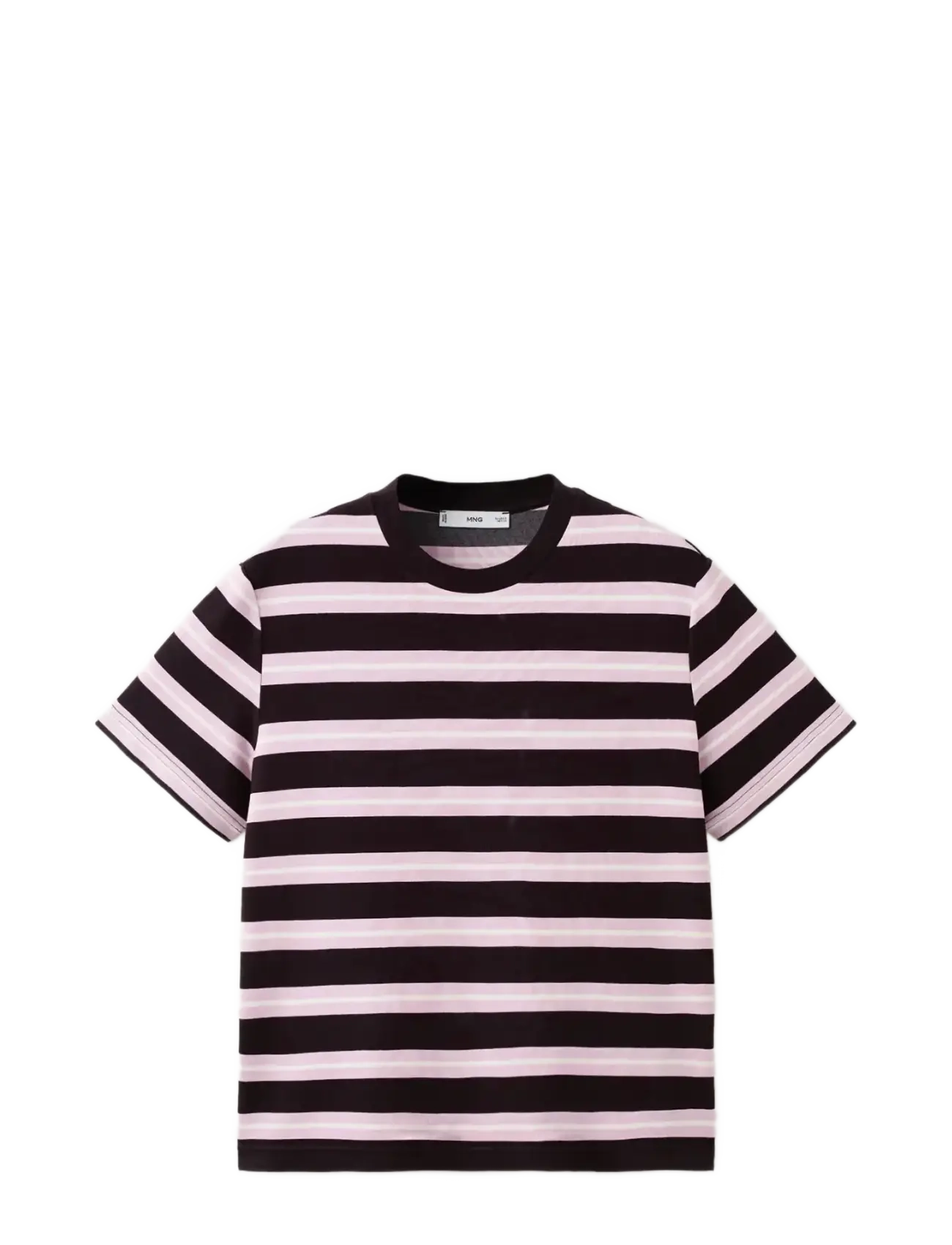 Mango Striped short-sleeved t-shirt - Kläder - BROWN / multi