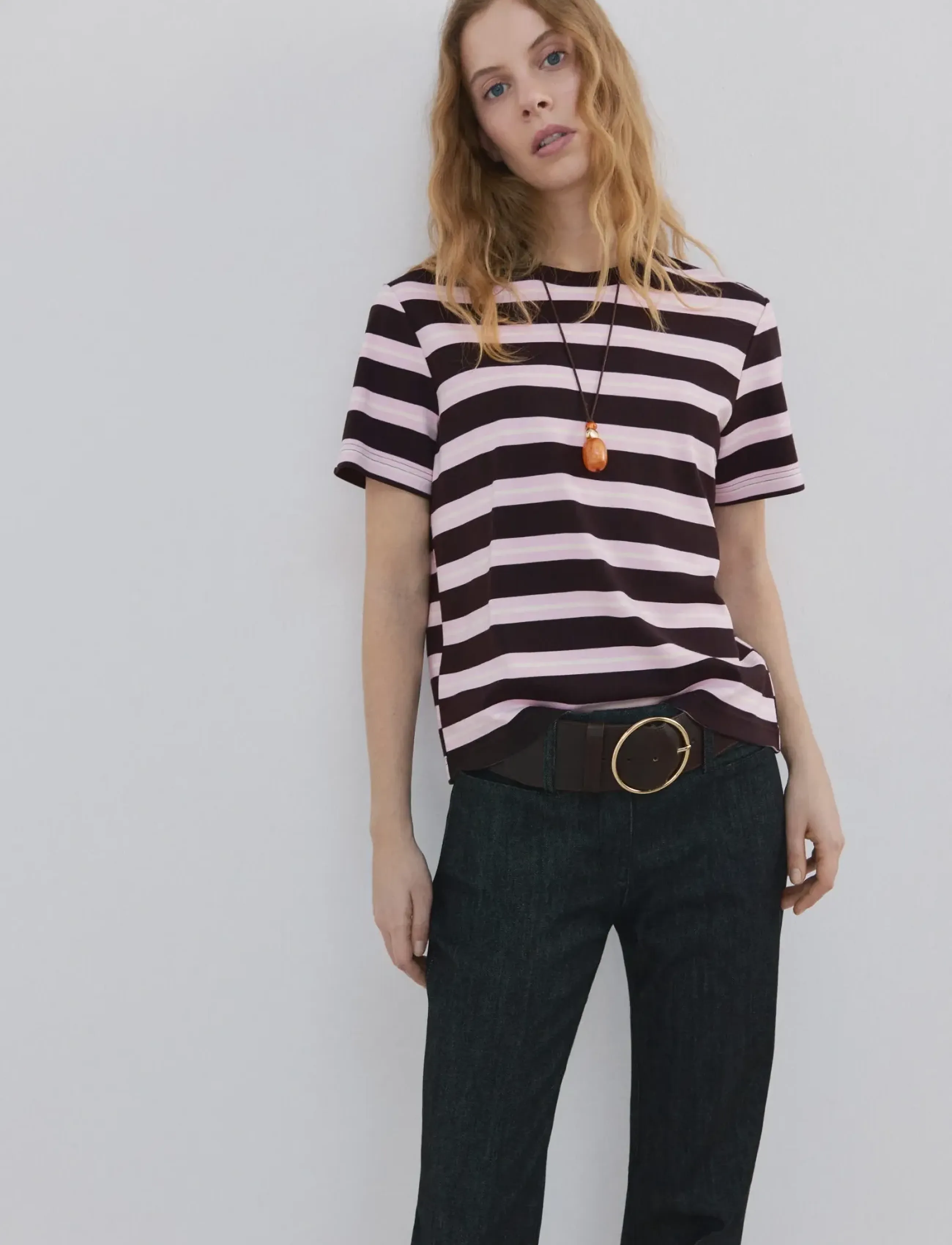 Mango Striped Short-Sleeved T-Shirt, S, T-shirts & Oberteile, Mehrfarbig/gemustert - Short-sleeved, Frauen