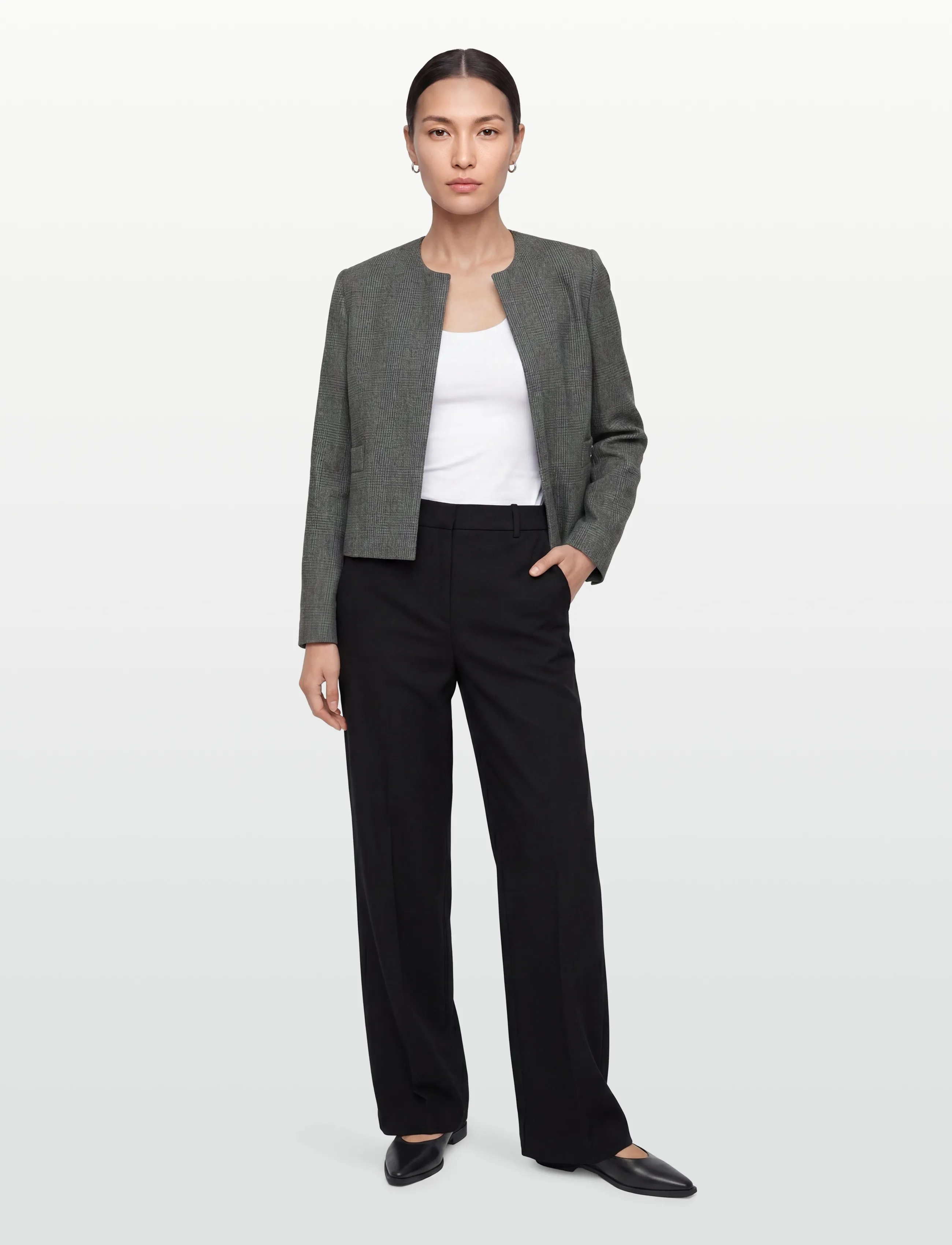 Mango Crop Suit Blazer, XL, Grey, Blazere > Cropped Blazere, Dame