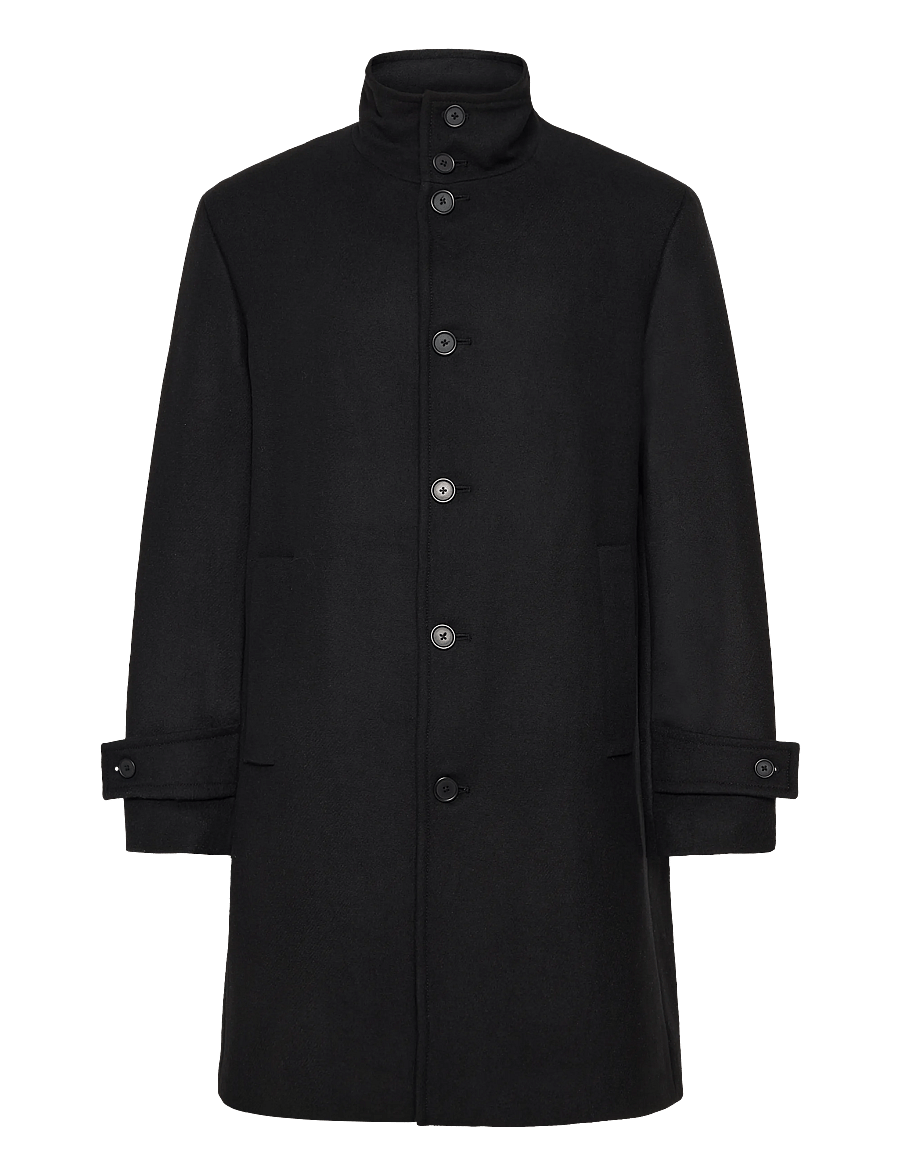 Mango - Wool funnel neck coat - ullrockar - black - 0