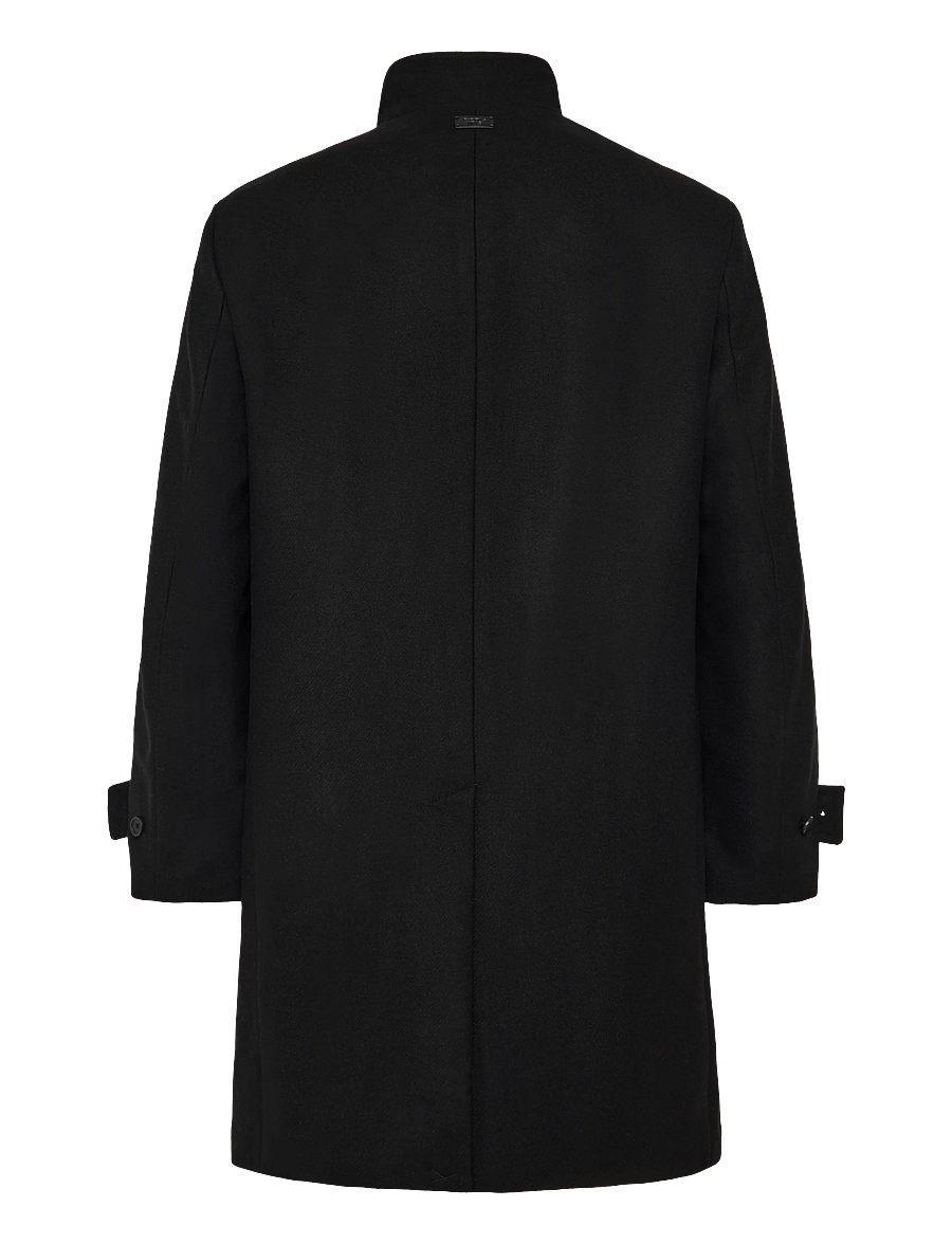 Mango - Wool funnel neck coat - ullrockar - black - 1