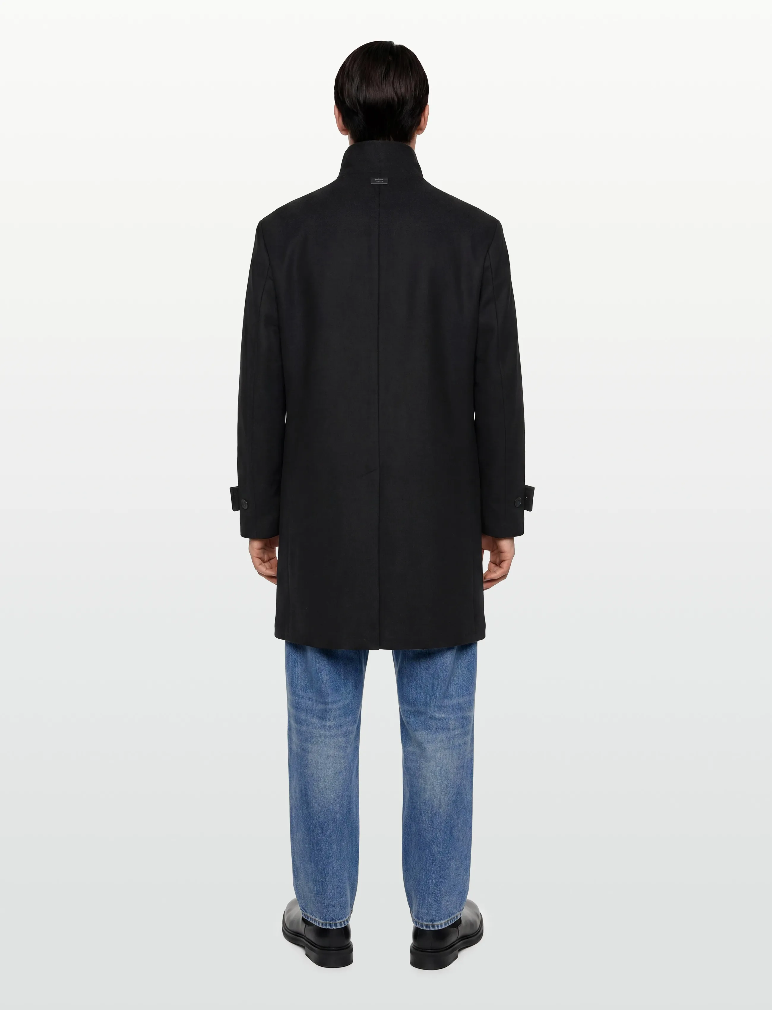 Mango - Wool funnel neck coat - lange jassen & mantels - black - 4