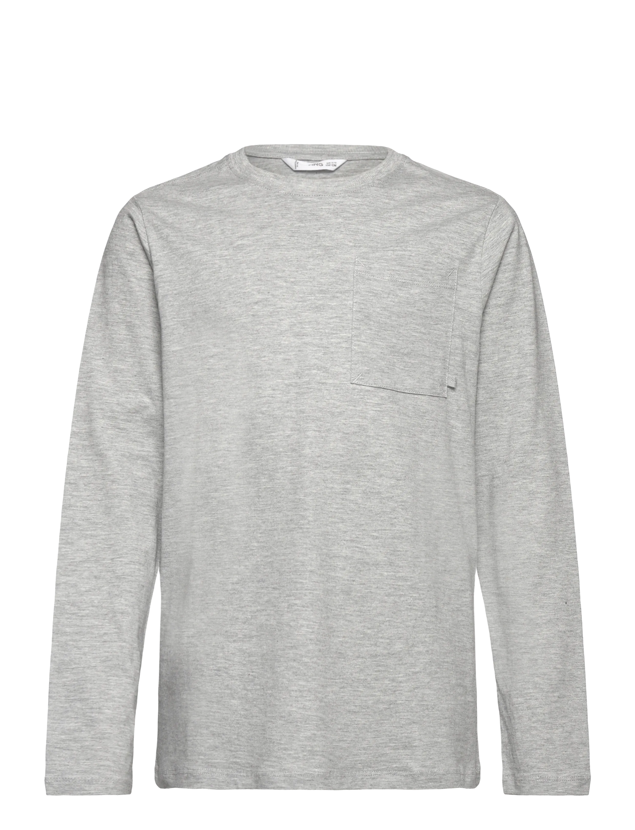 MANGO Langärmelig T-Shirt With Pocket Grau - 7-8 - Kinder