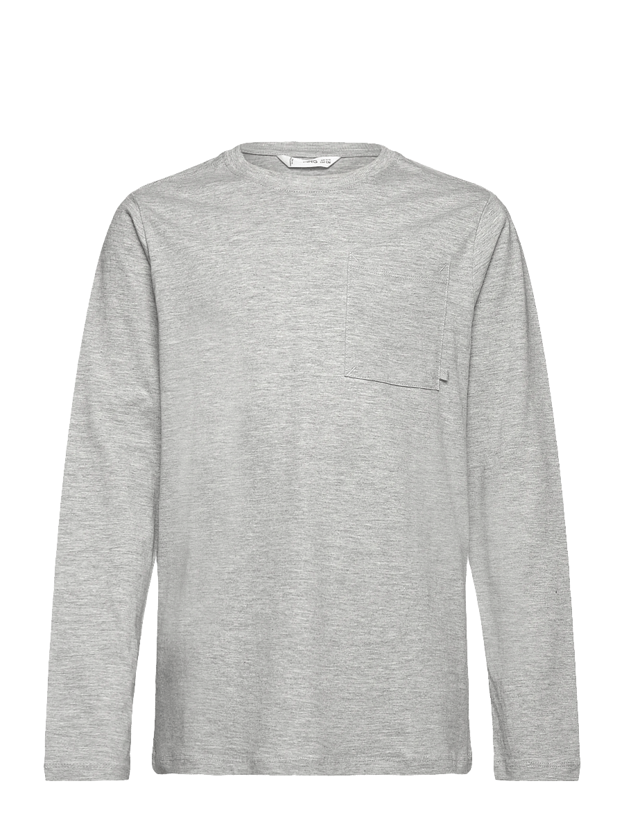 Mango - Long-sleeved t-shirt with pocket - långärmade t-shirts - medium grey - 0