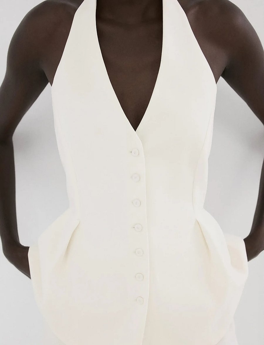 Mango - Peplum top with halter neck - hihattomat puserot - yellow - 0