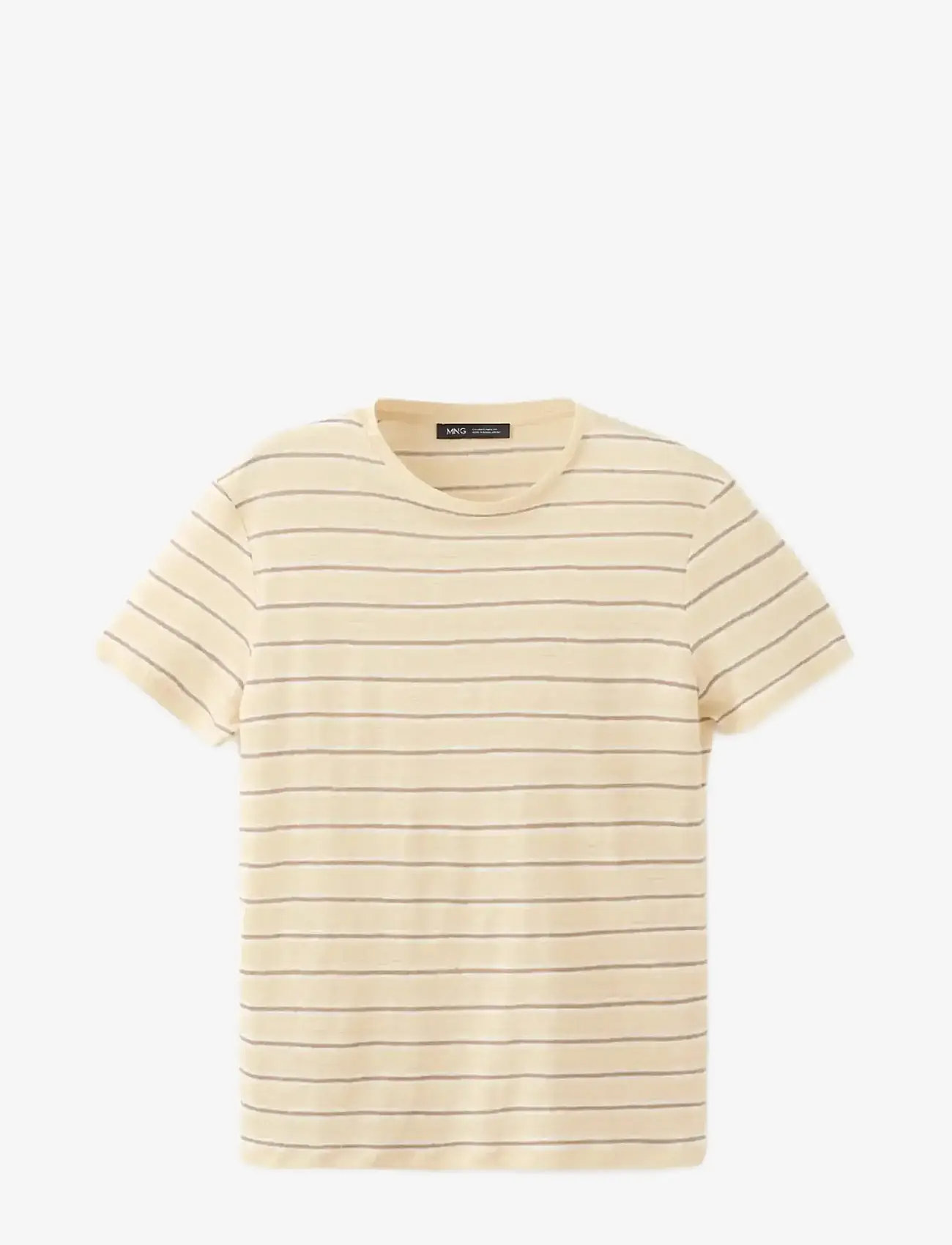 Mango - Short-sleeved linen t-shirt - t-shirts - yellow - 1