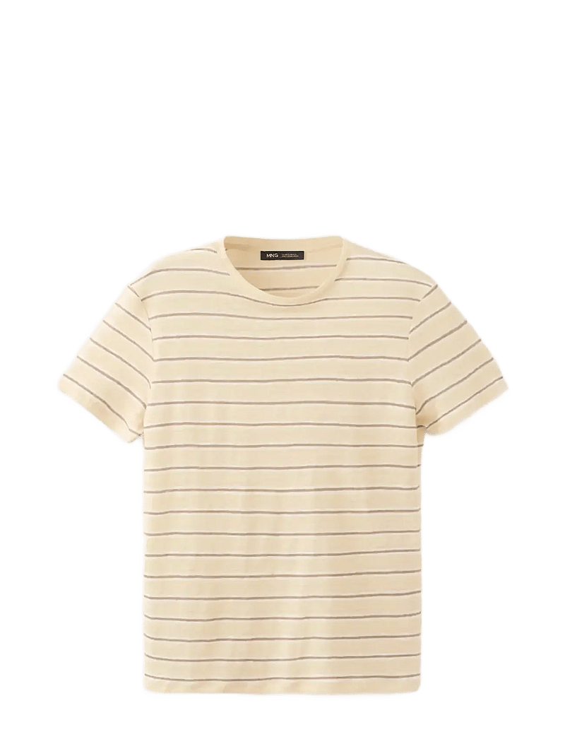 Mango - Short-sleeved linen t-shirt - t-shirts - yellow - 1