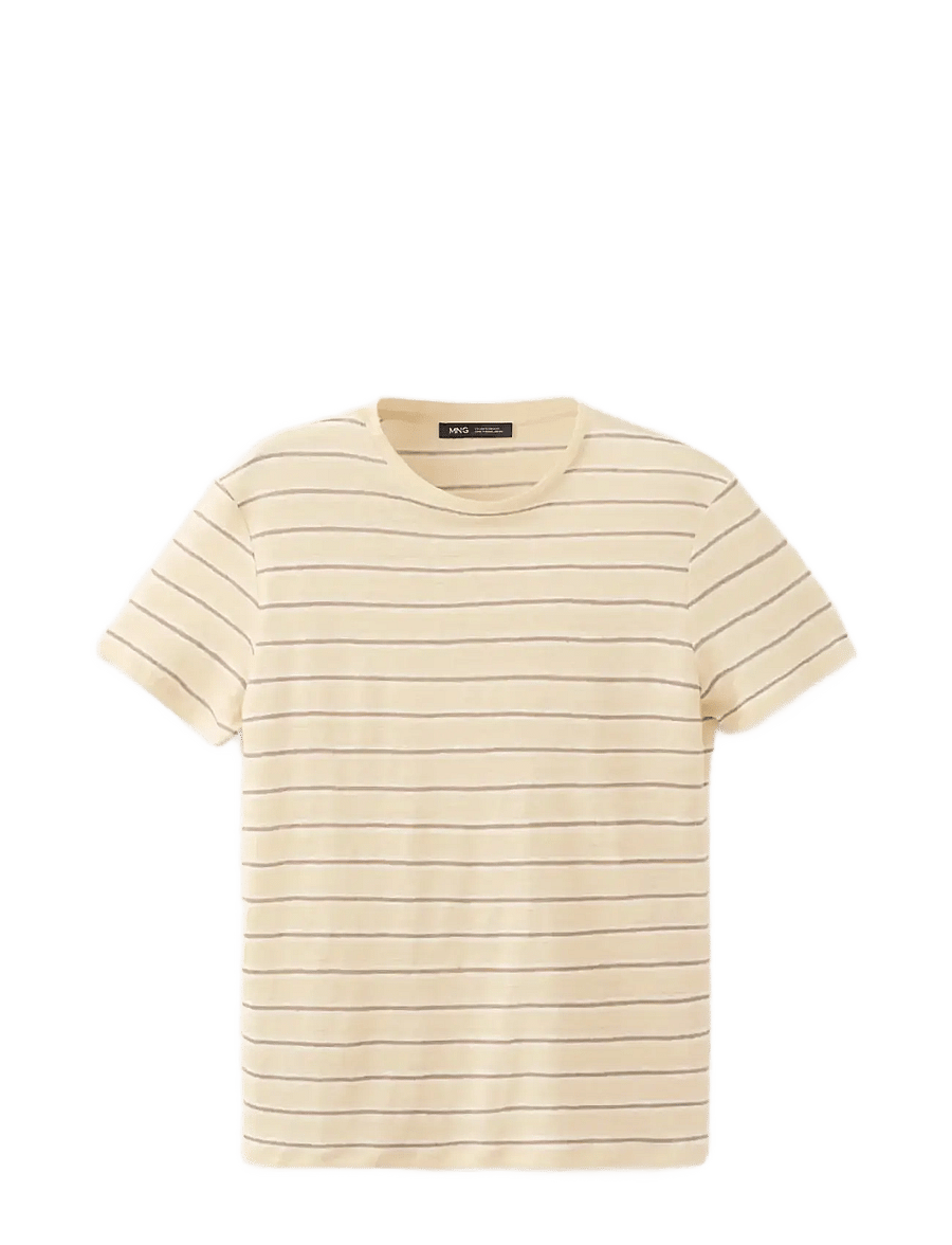 Mango - Short-sleeved linen t-shirt - t-shirts - yellow - 1