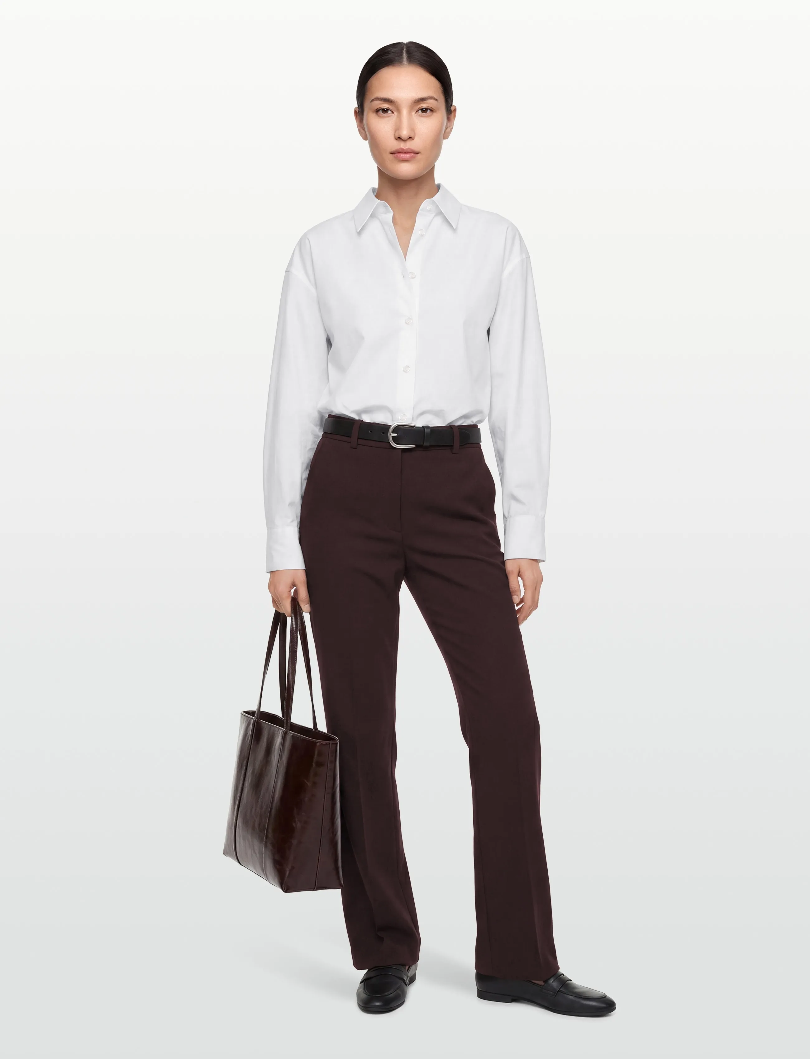 Mango Straight-Fit Suit Trousers, 38, Burgunderrot - Straight Leg, Frauen