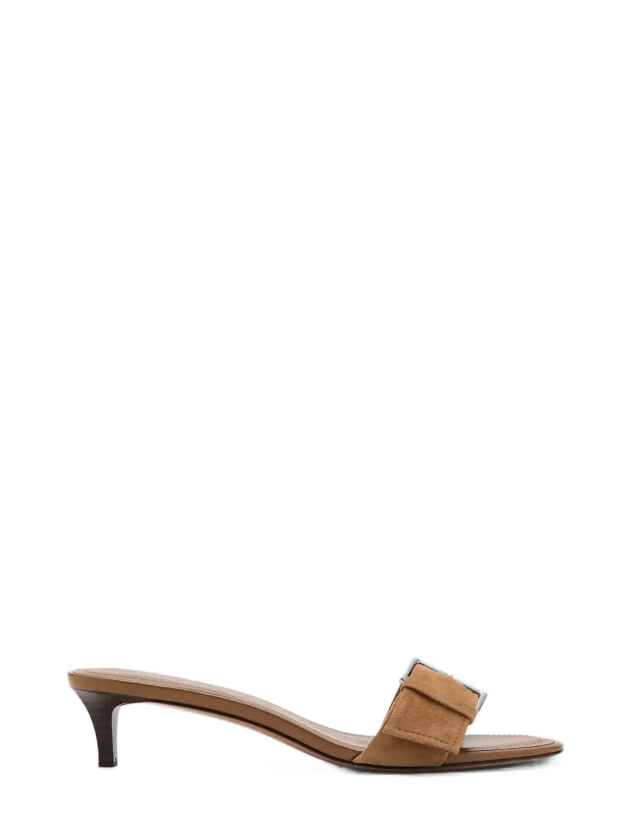 Mango Leather Heeled Sandal With Buckle, 38, Heels, Braun - Sandals, Frauen
