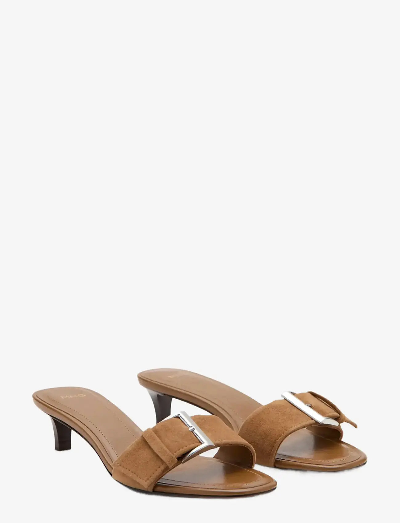 Mango - Leather heeled sandal with buckle - sandaler med hæl - lt pastel brown - 1