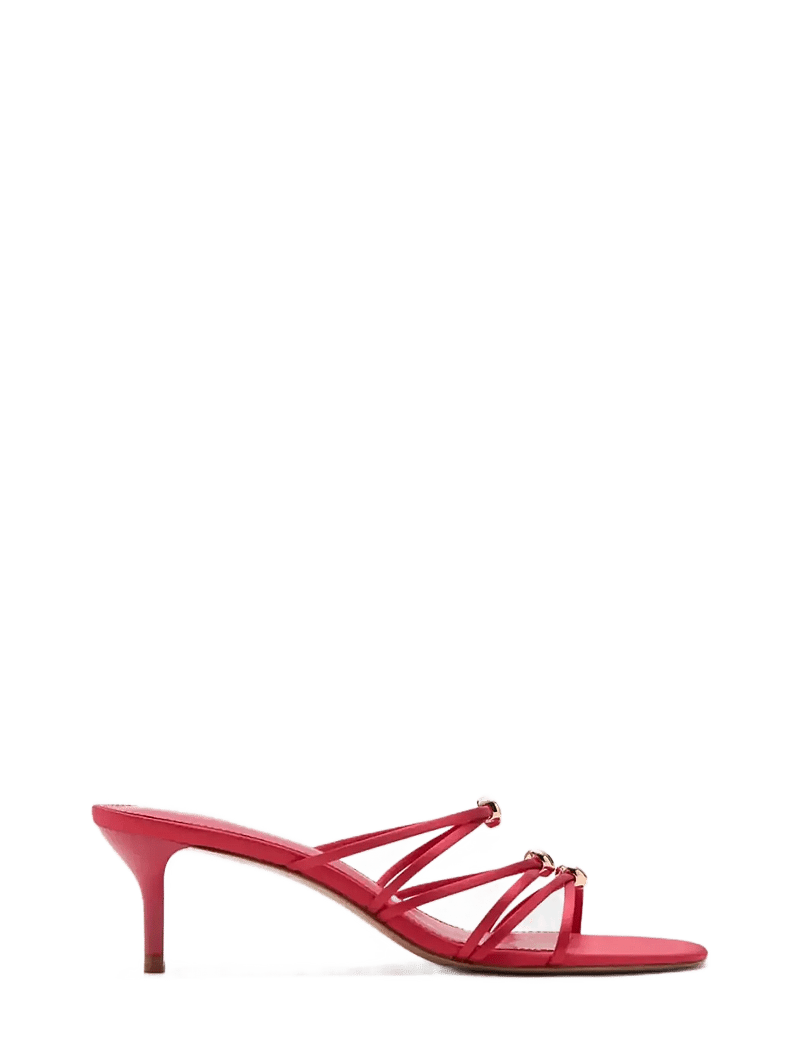 Mango - Satin strap heeled sandal - sandaler med hæl - red - 0
