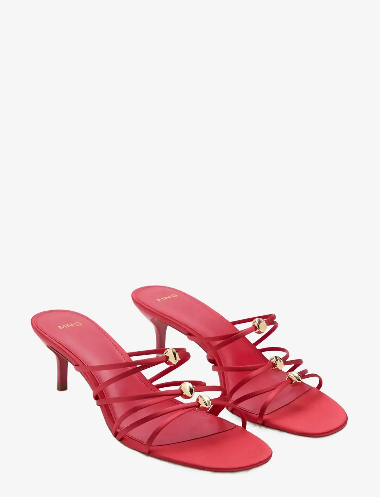 Mango - Satin strap heeled sandal - sandaler med hæl - red - 1