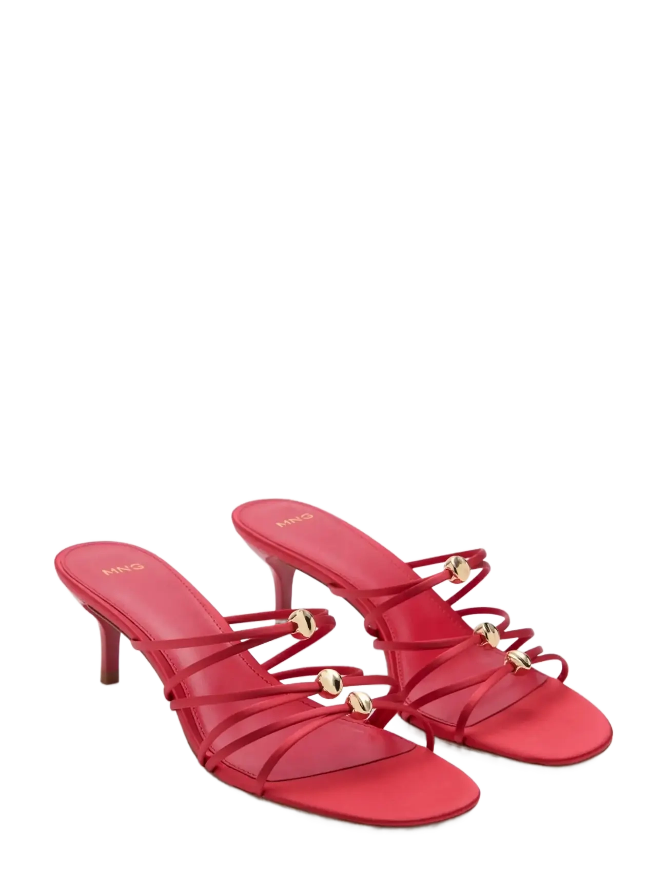 Mango - Satin strap heeled sandal - sandaletten - red - 1