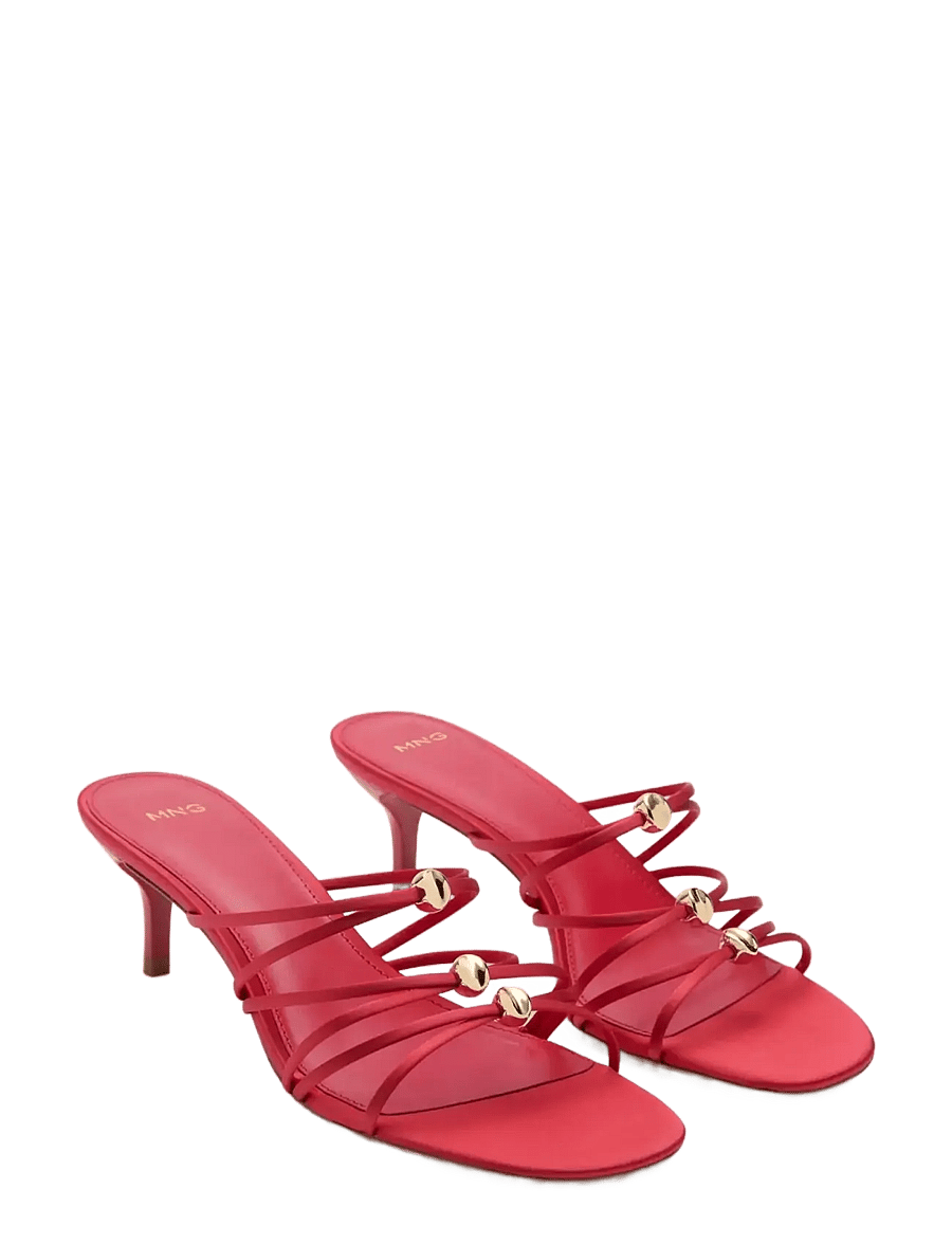 Mango - Satin strap heeled sandal - sandaletten - red - 1