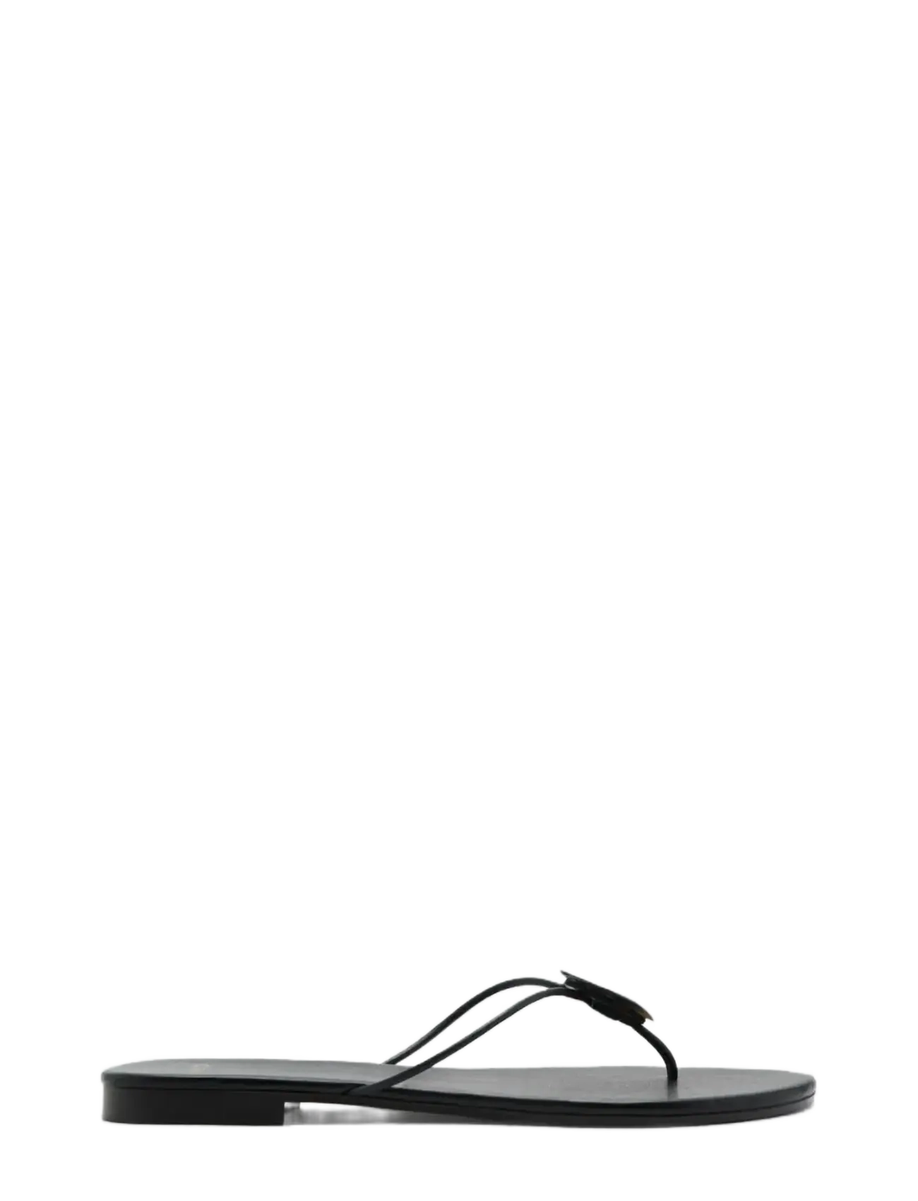 Mango Leather Sandal With Shell Detail, 37, Black, Sandaler > Flip Flops, Dame