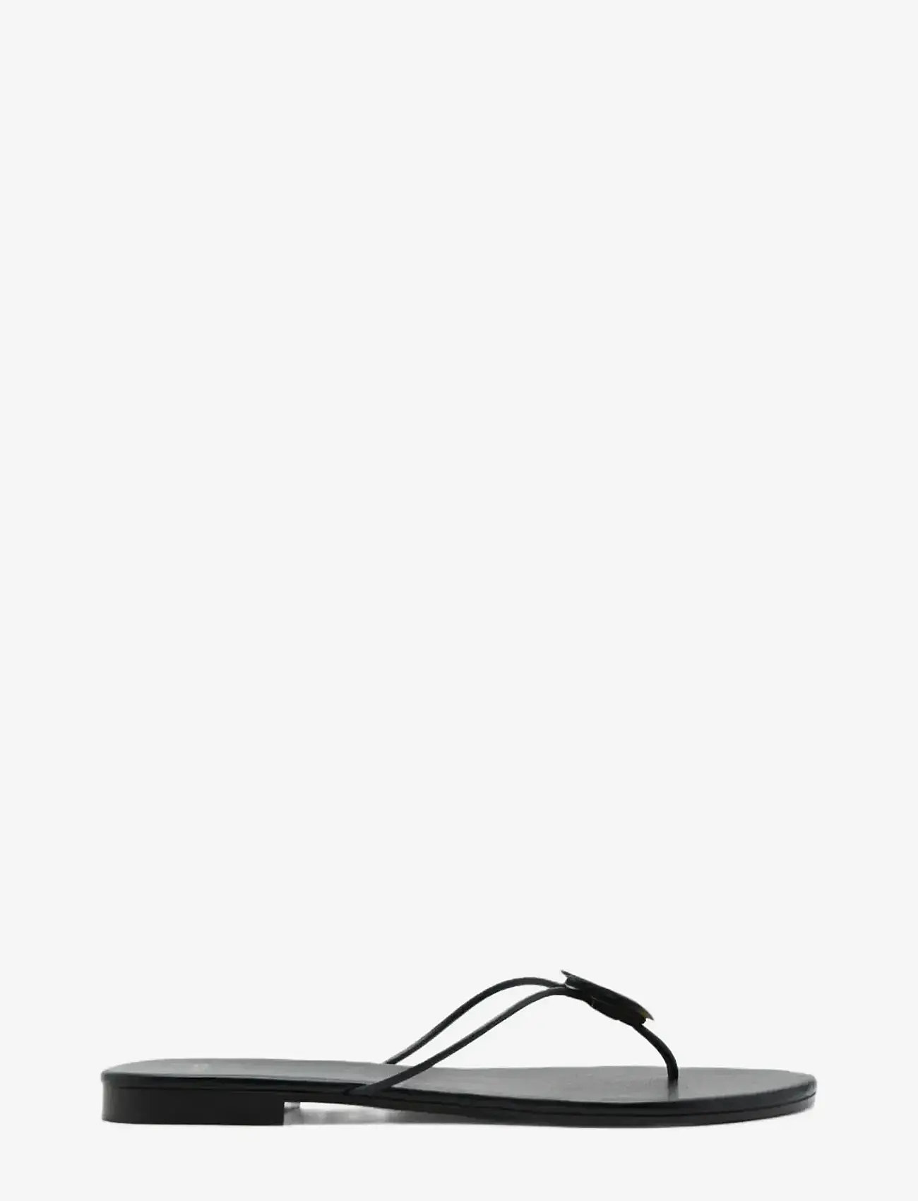 Mango - Leather sandal with shell detail - flip flops - black - 0