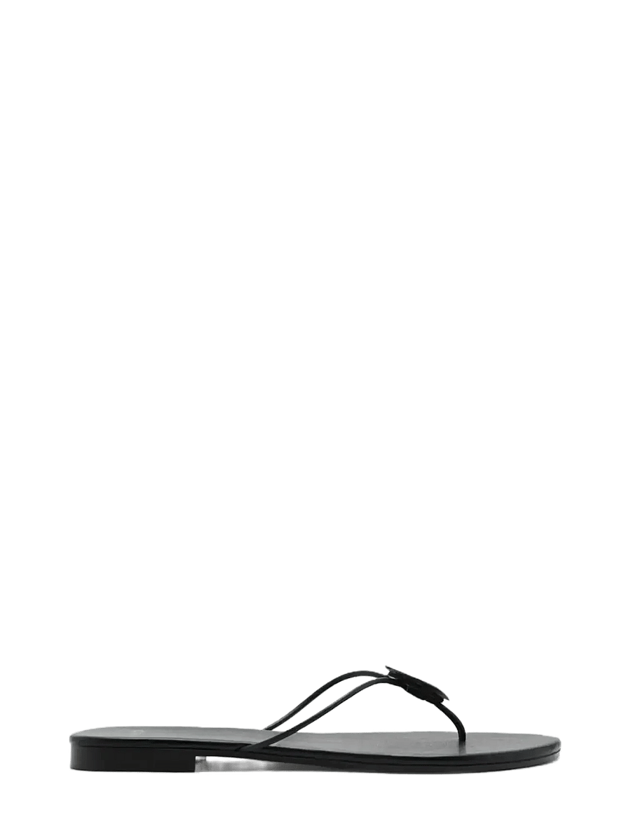 Mango - Leather sandal with shell detail - varvassandaalit - black - 0