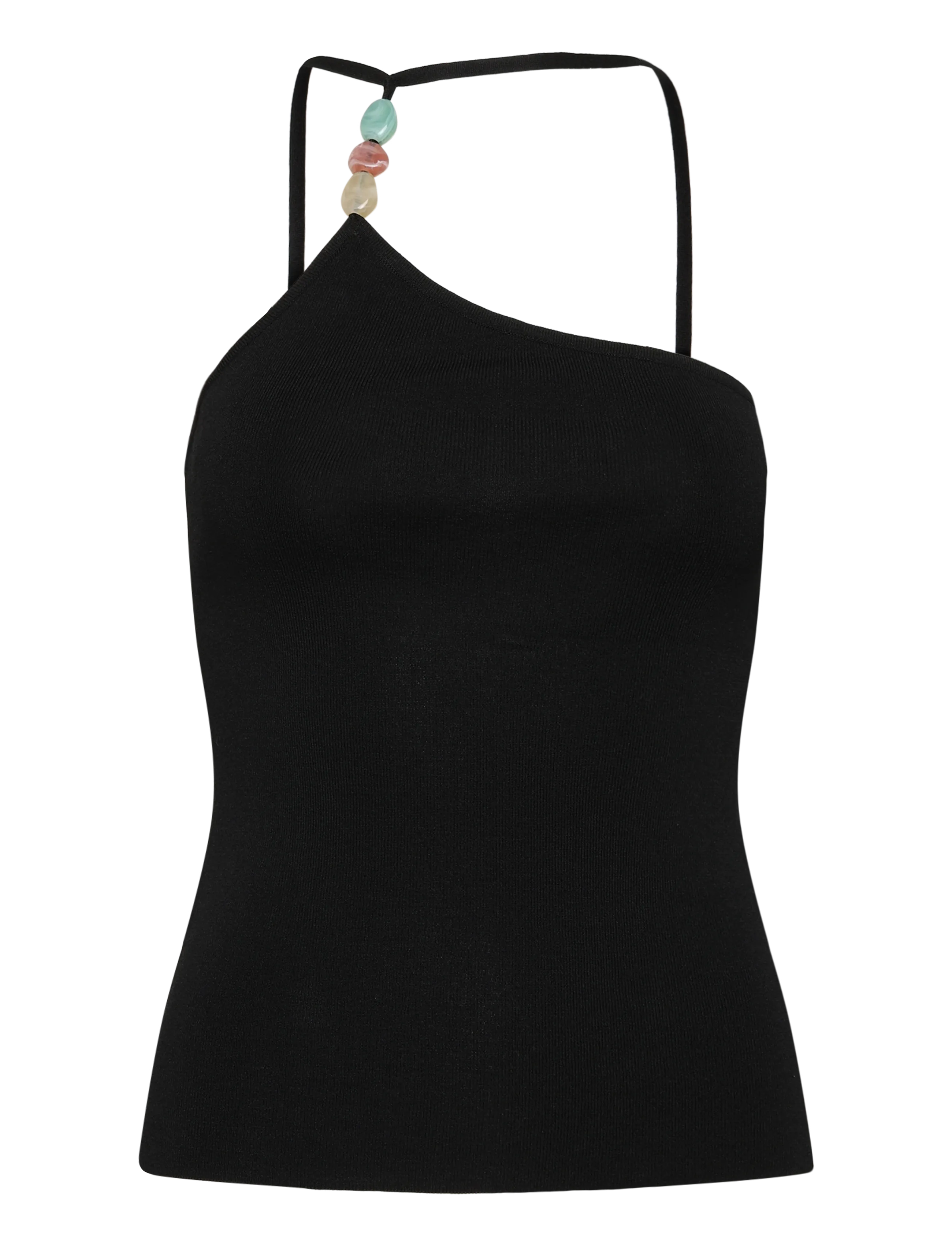 Mango Knit asymmetric top - Linnen - BLACK / black