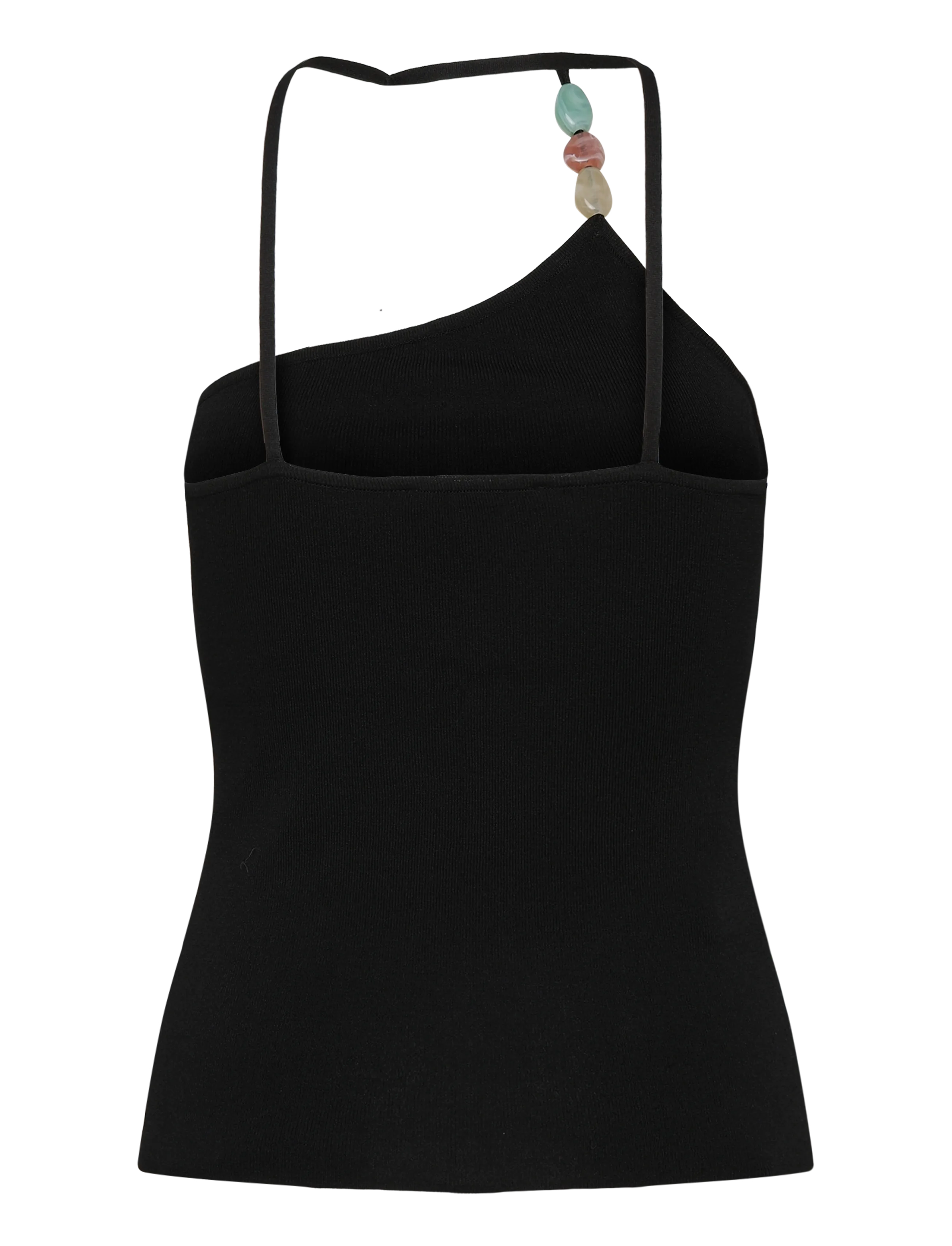 Mango - Knit asymmetric top - crop tops - black - 2