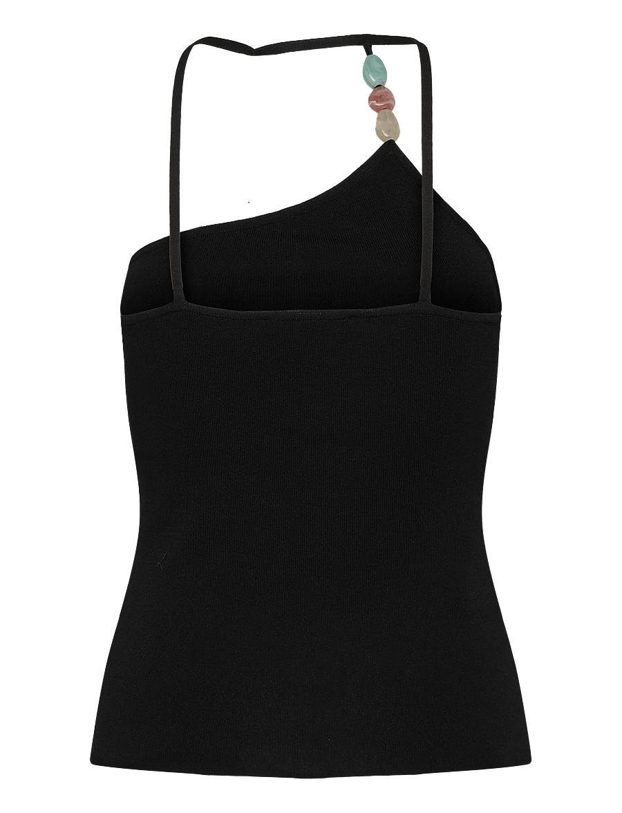 Mango - Knit asymmetric top - crop tops - black - 2