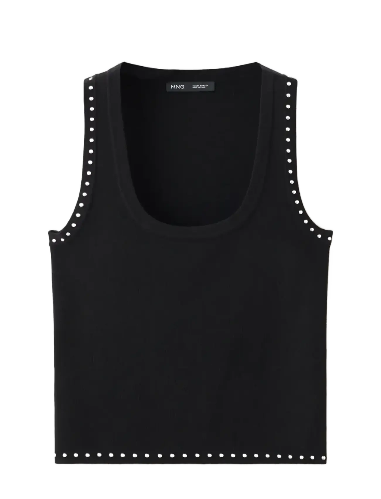 Mango - Strappy top with studded detail - linnen - black - 1