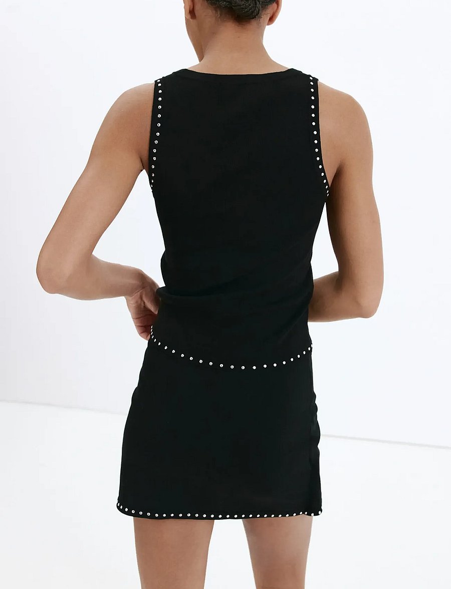 Mango - Strappy top with studded detail - linnen - black - 2