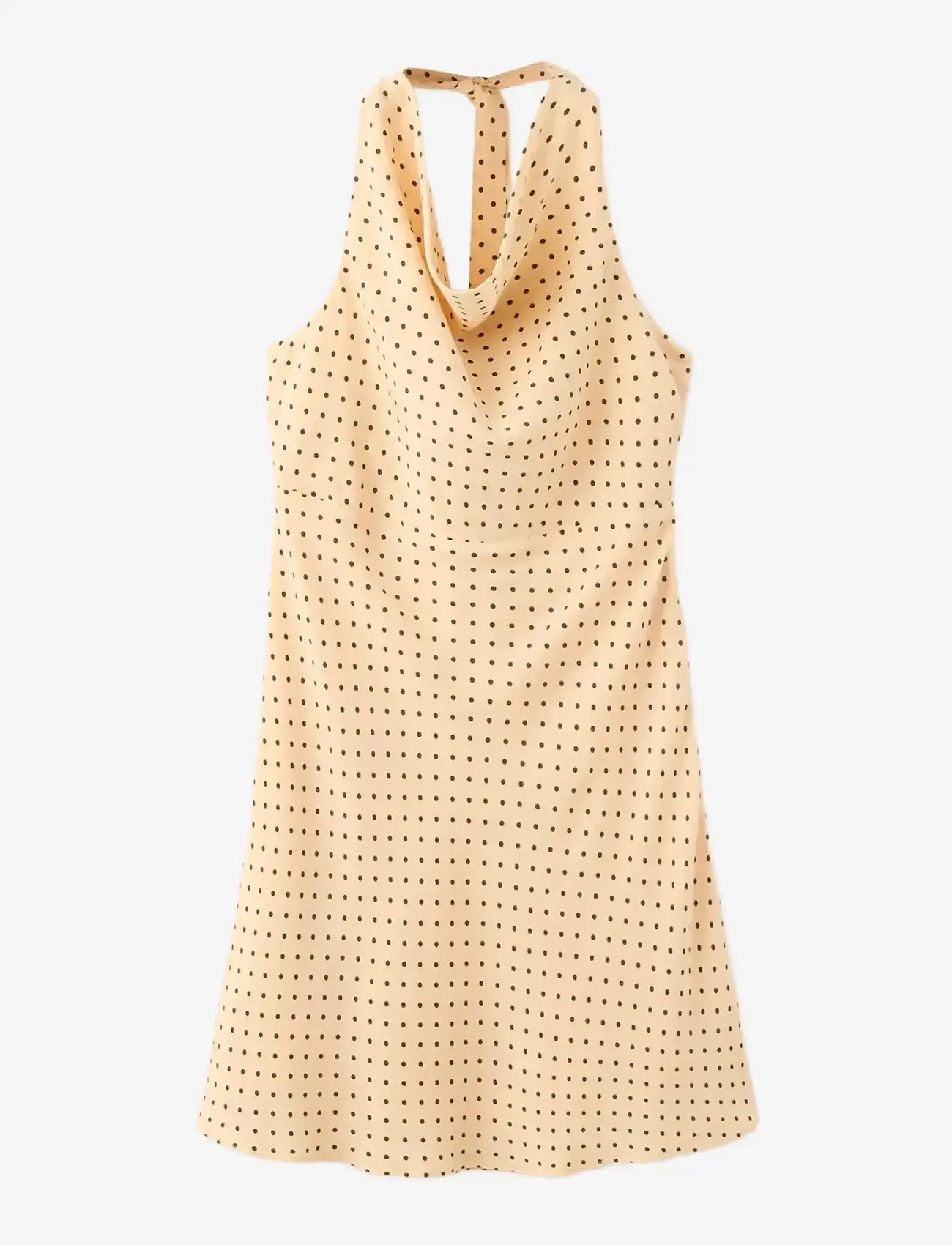 Mango - Polka dot dress with draped collar - sommerkjoler - yellow - 0