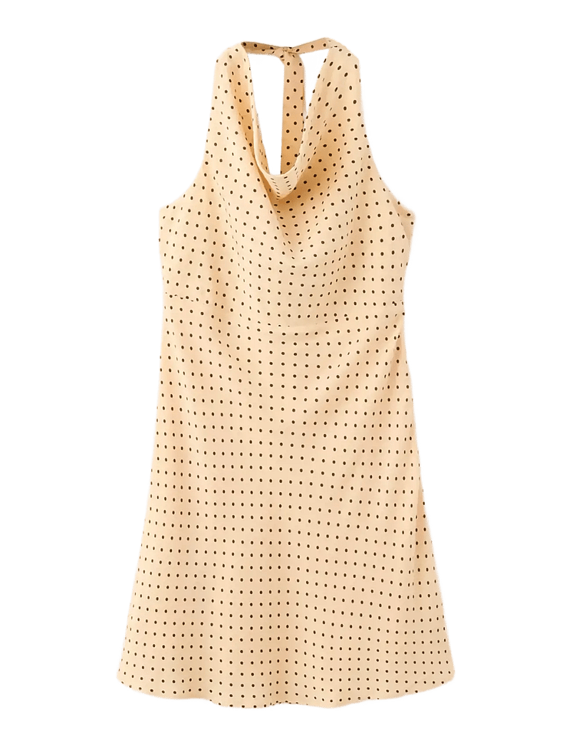 Mango - Polka dot dress with draped collar - sommerkjoler - yellow - 0