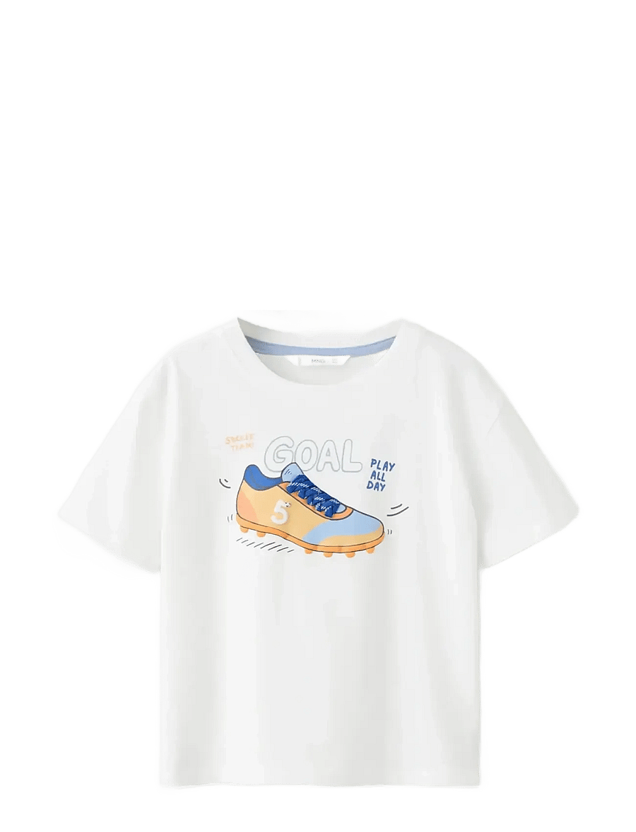 Mango - Printed cotton-blend t-shirt - sporttoppar - white - 0