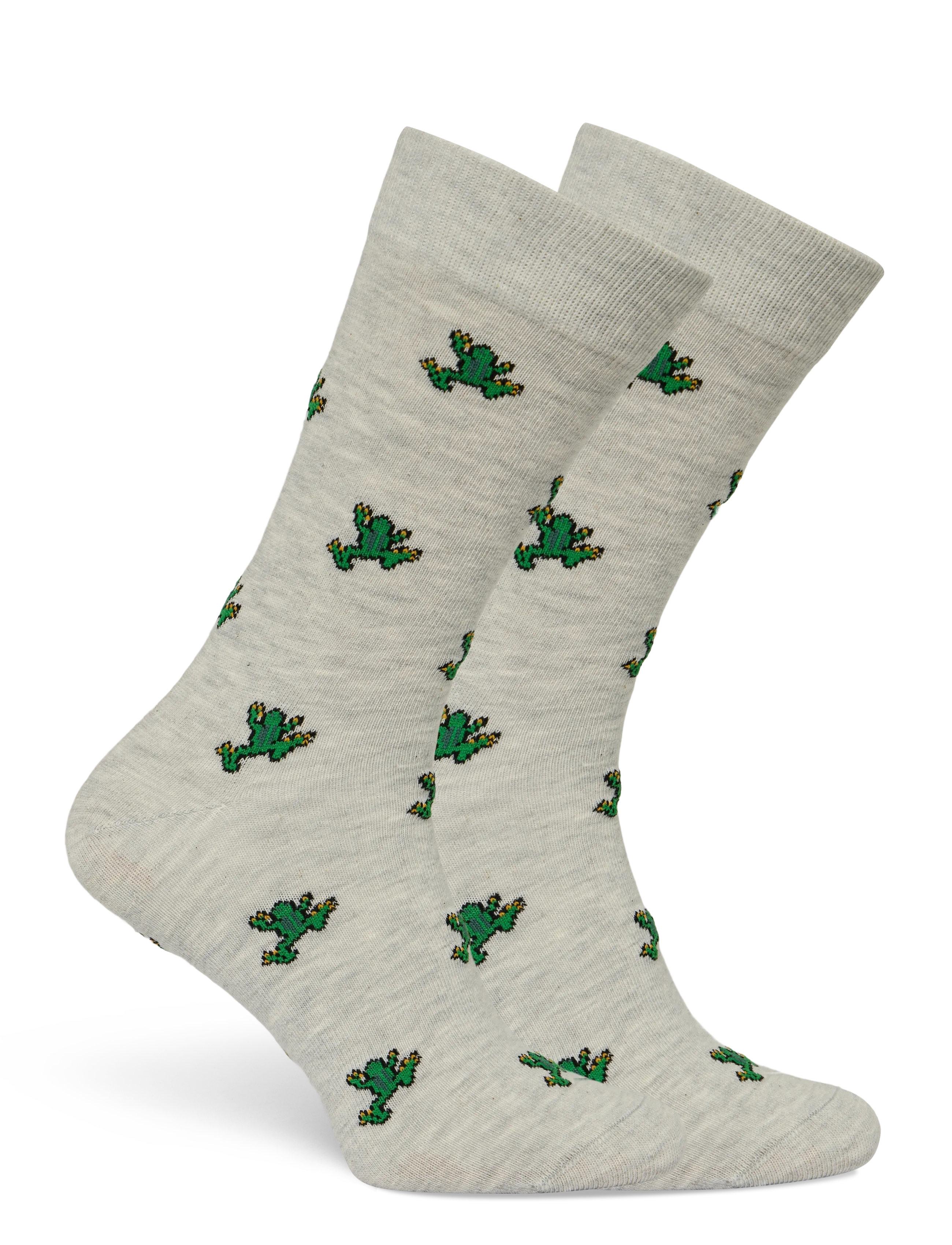 Mango - Cotton socks with frog pattern - vanliga strumpor - lt pastel grey - 1