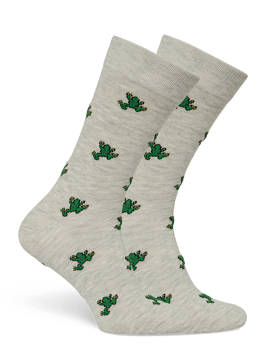 Mango - Cotton socks with frog pattern - vanliga strumpor - lt pastel grey - 1