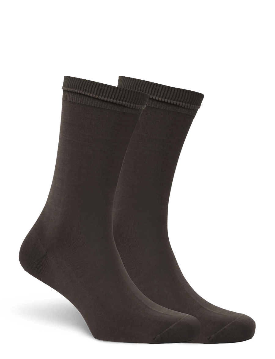 Mango - Pack of 2 long cotton socks - sokker - brown - 1