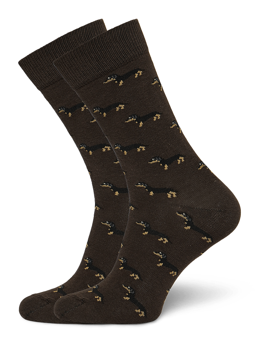 Mango - Dog-print cotton socks - vanliga strumpor - brown - 0