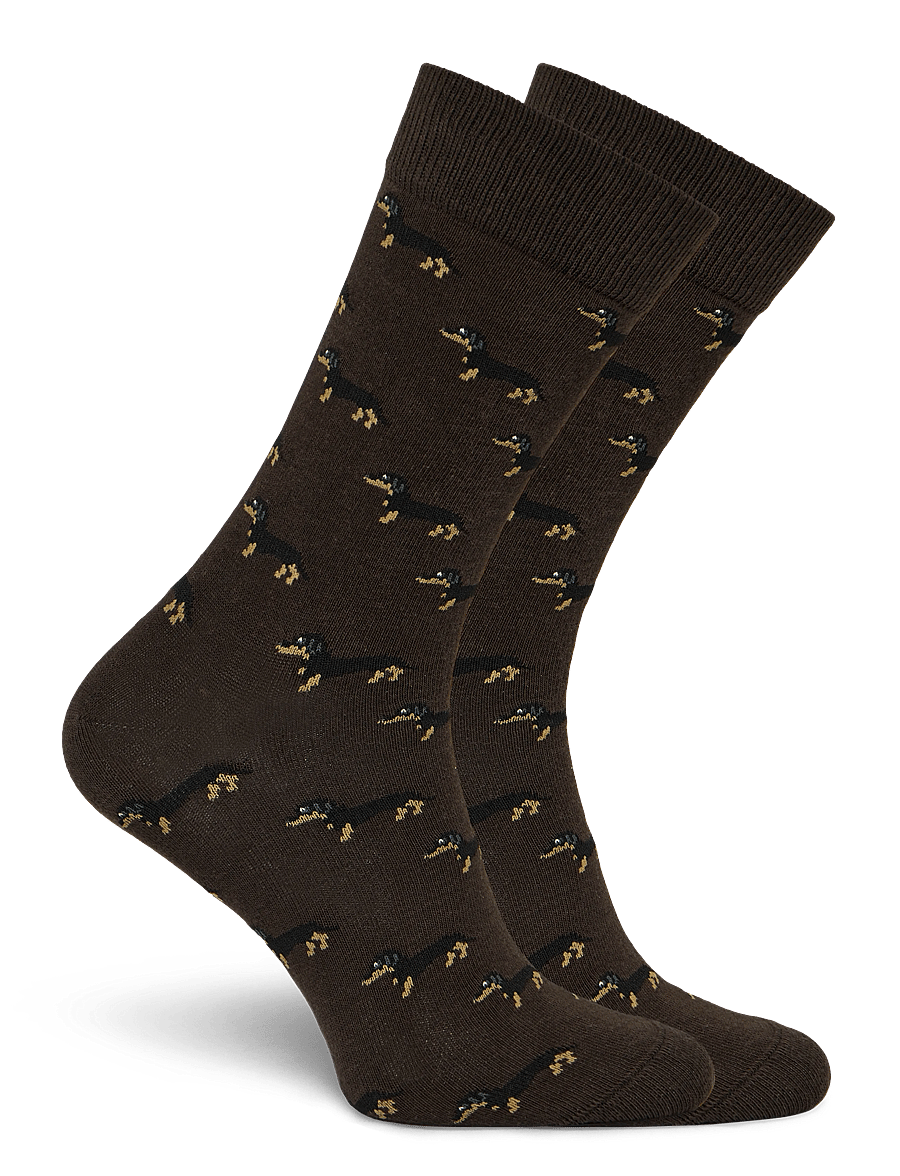 Mango - Dog-print cotton socks - vanliga strumpor - brown - 1