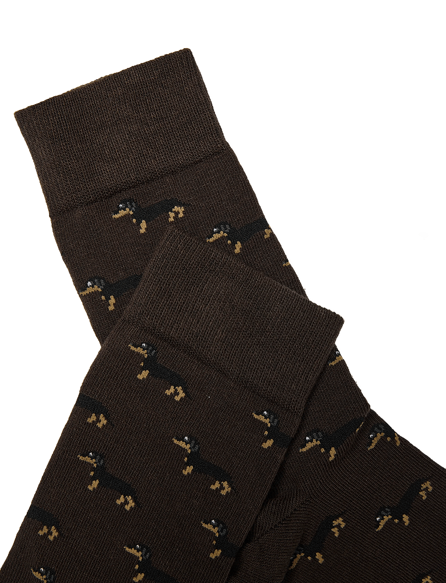 Mango - Dog-print cotton socks - vanliga strumpor - brown - 2