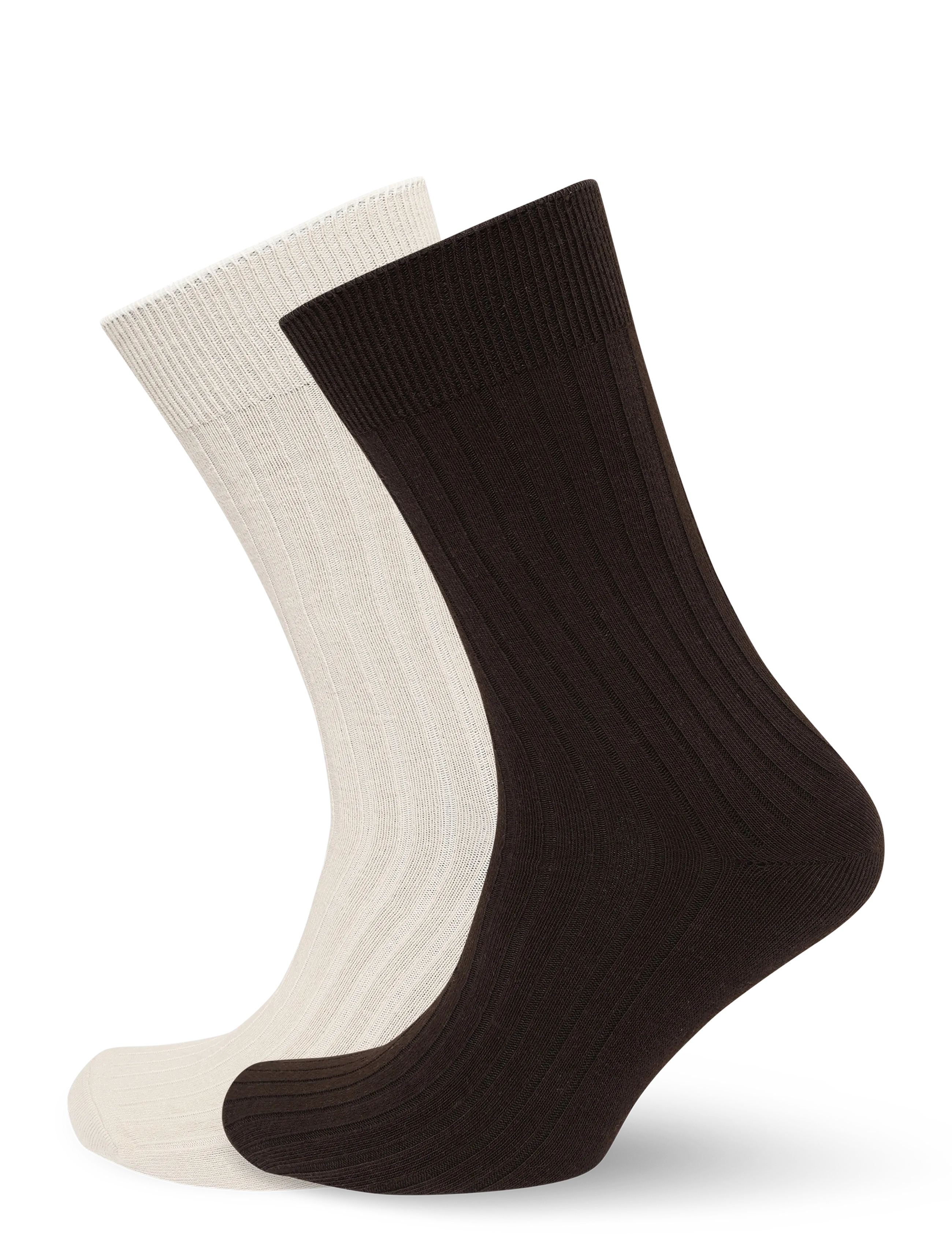 Mango Pack of 2 ribbed cotton socks - Undertøj - BROWN / brown