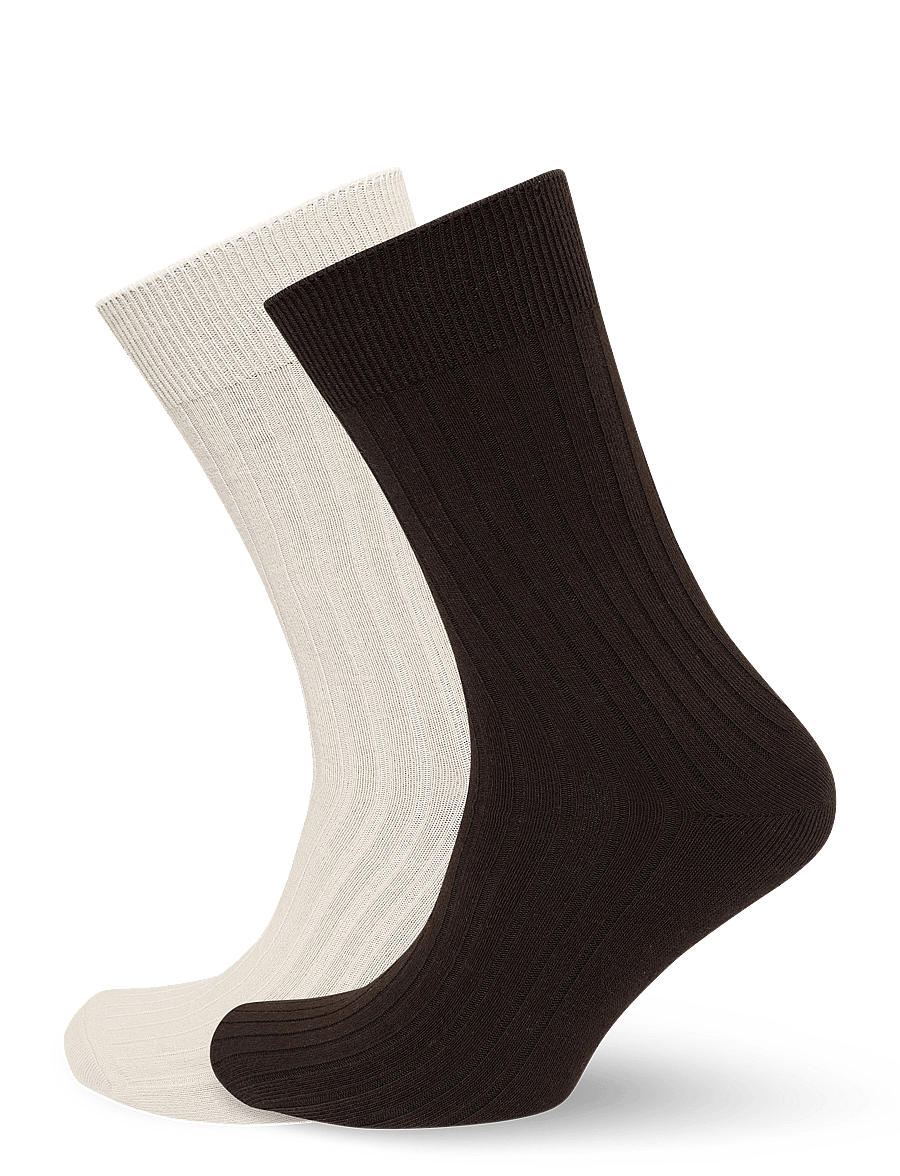 Mango - Pack of 2 ribbed cotton socks - vanliga strumpor - brown - 0