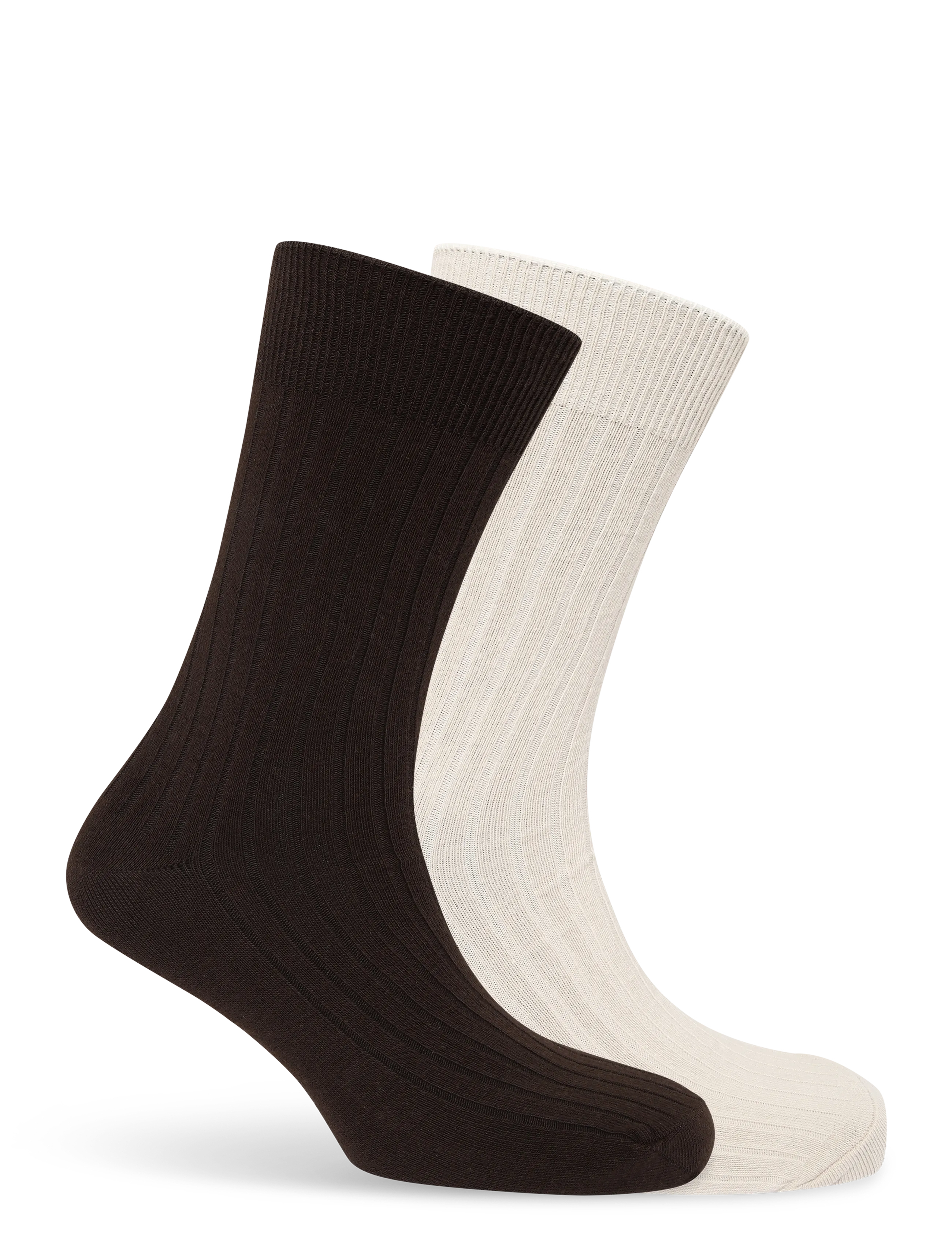 Mango - Pack of 2 ribbed cotton socks - sokker - brown - 1