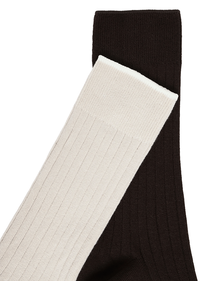 Mango - Pack of 2 ribbed cotton socks - vanliga strumpor - brown - 4