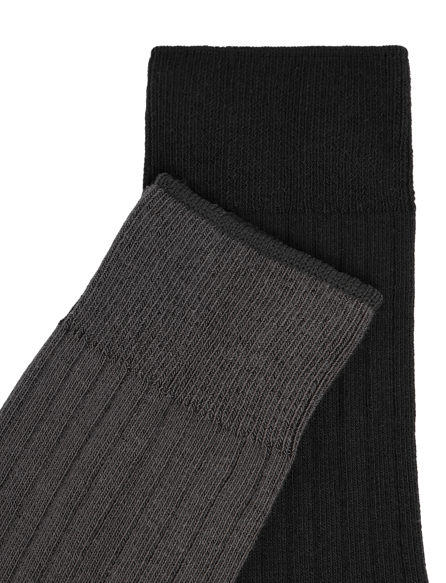 Mango - Pack of 2 ribbed cotton socks - sokker - navy - 4