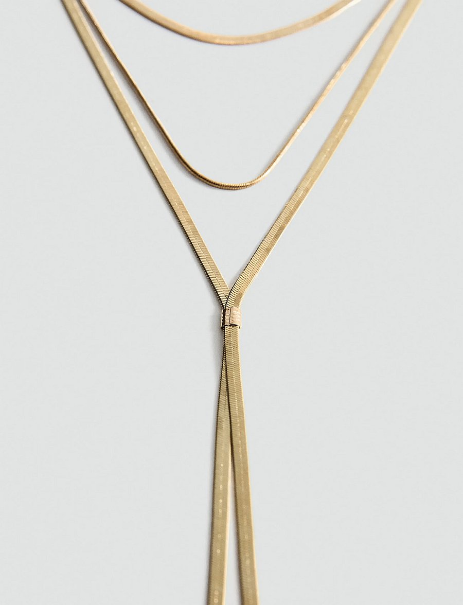 Mango - Long triple necklace - halskæder - gold - 1
