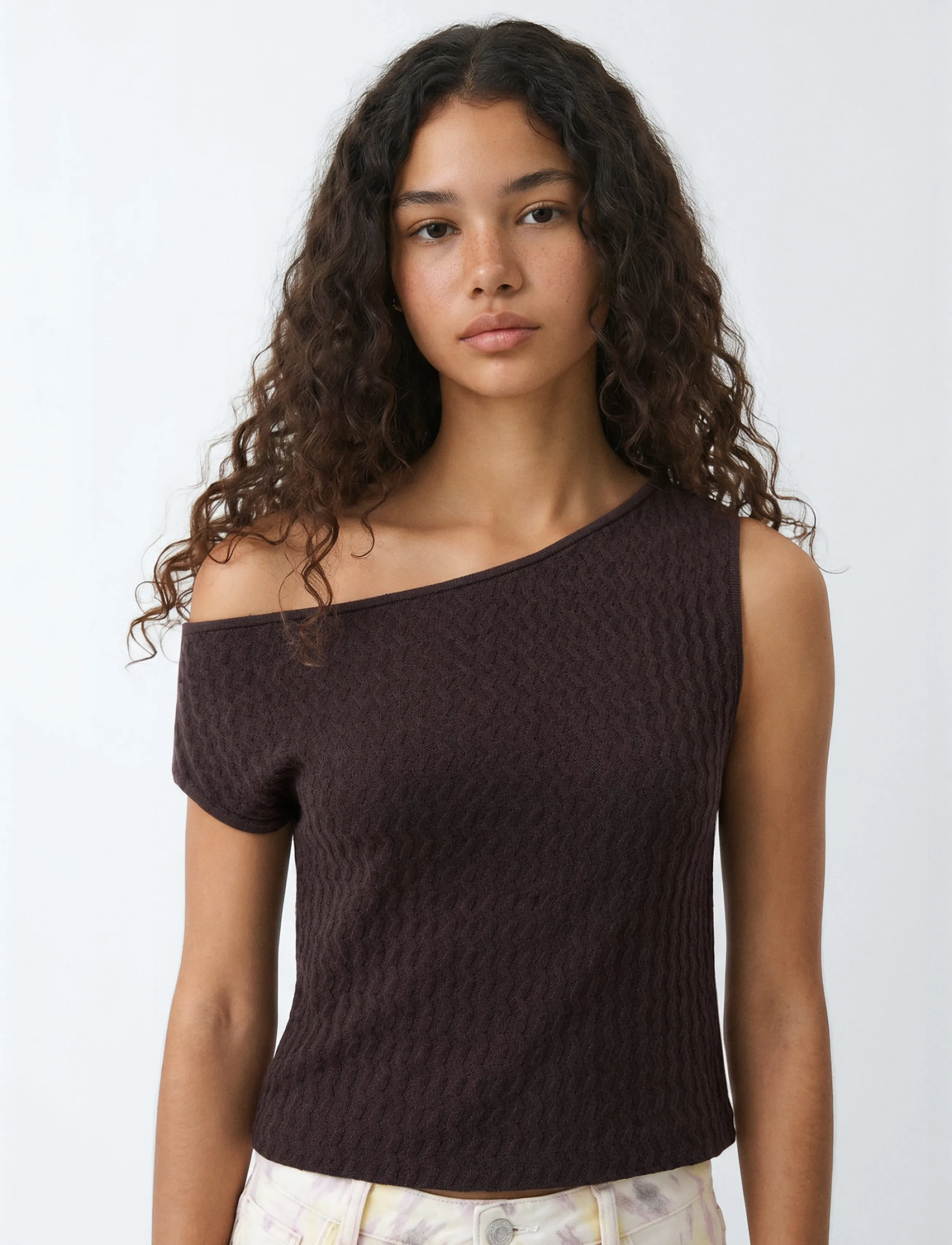 Mango Boat-Neck Knitted Top, XS, Oberteile, Lila - Westen, Frauen