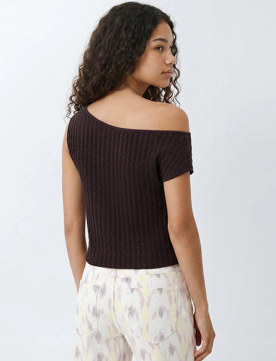 Mango - Boat-neck knitted top - crop tops - medium purple - 3
