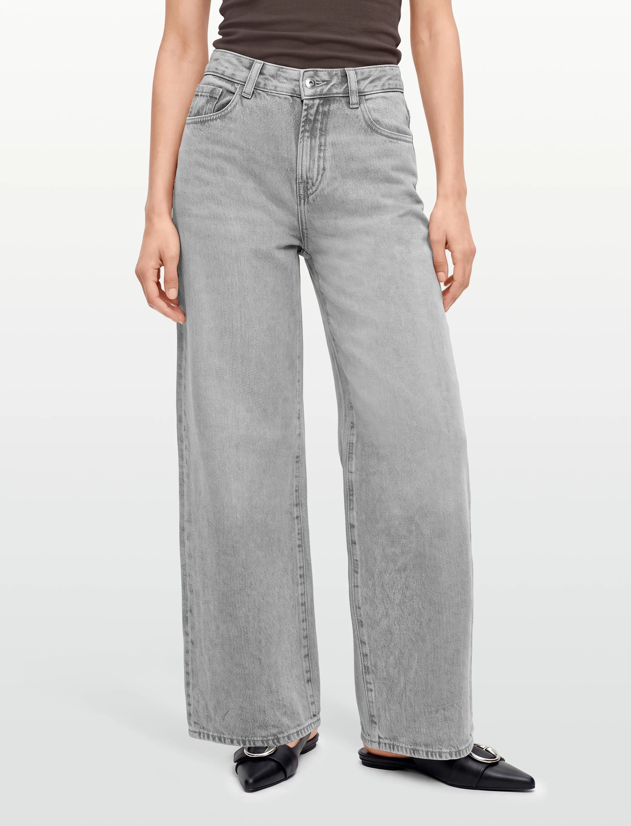 Mango - Low-waist wide-leg jeans - brede jeans - open grey - 3