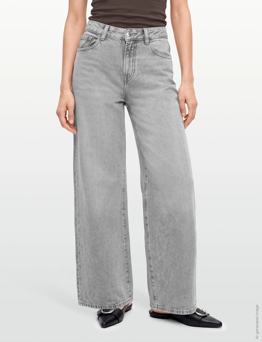 Mango - Low-waist wide-leg jeans - vida jeans - open grey - 3