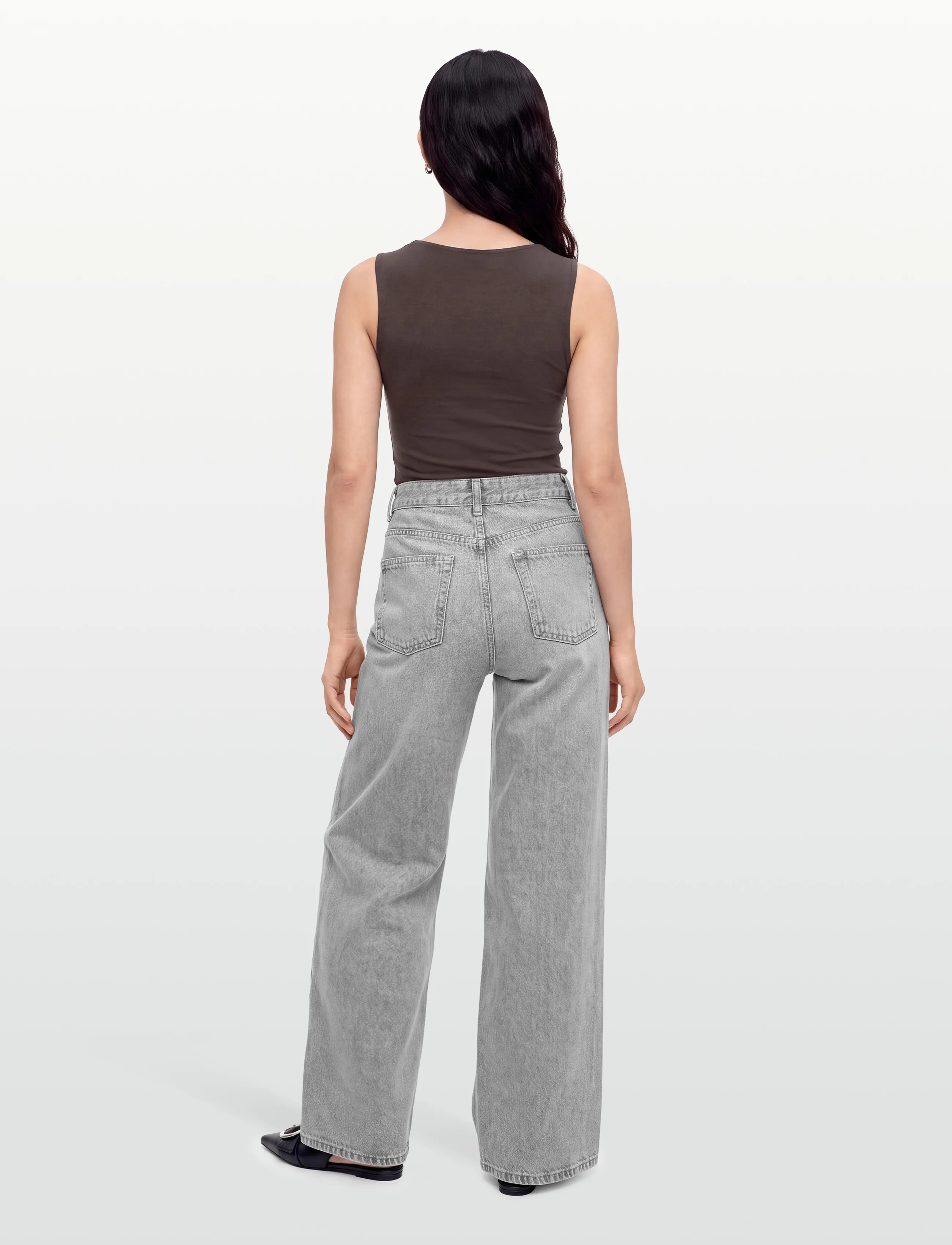 Mango - Low-waist wide-leg jeans - brede jeans - open grey - 4