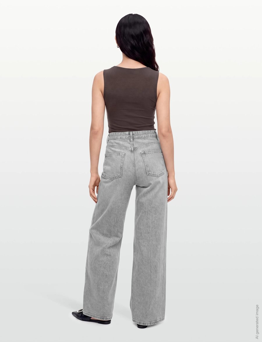 Mango - Low-waist wide-leg jeans - vida jeans - open grey - 4
