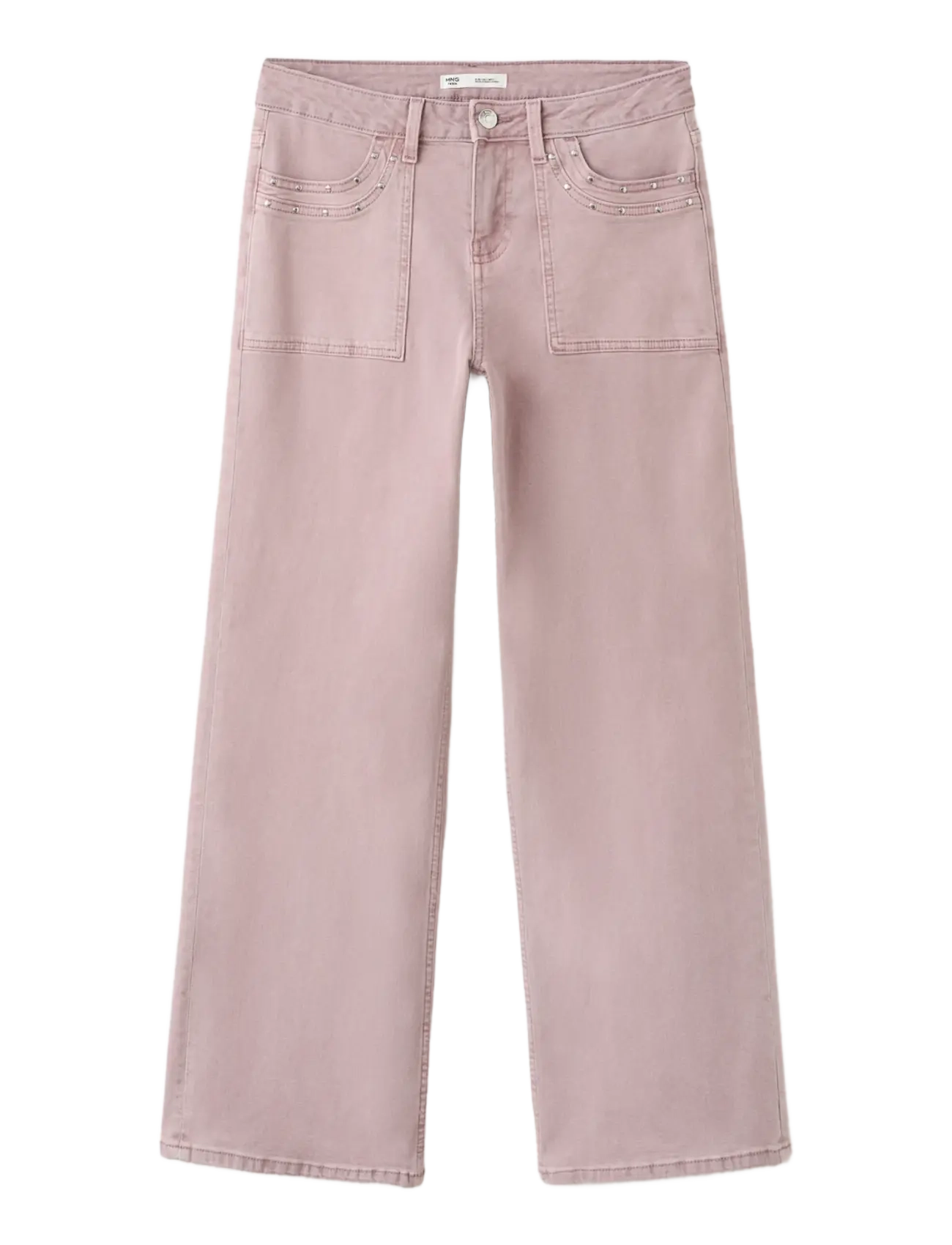 Mango - Low-waist studded jeans - hverdags stil - pink - 1