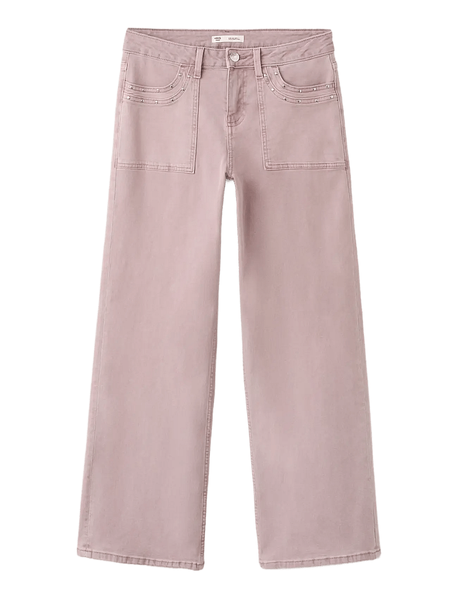 Mango - Low-waist studded jeans - hverdags stil - pink - 1